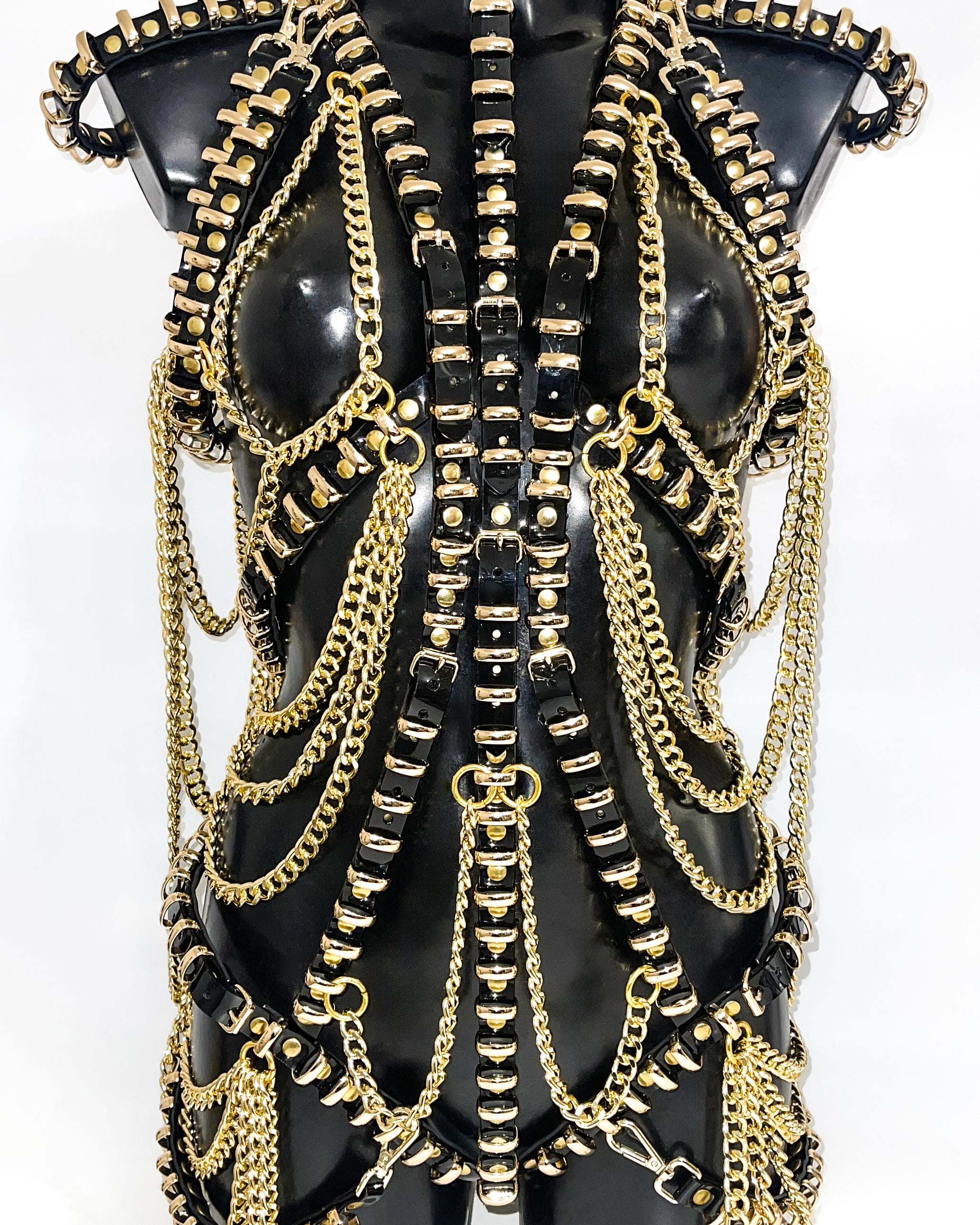 ATÉLIER JIVOMIR showgirl gold chain ring dress cabaret fashion