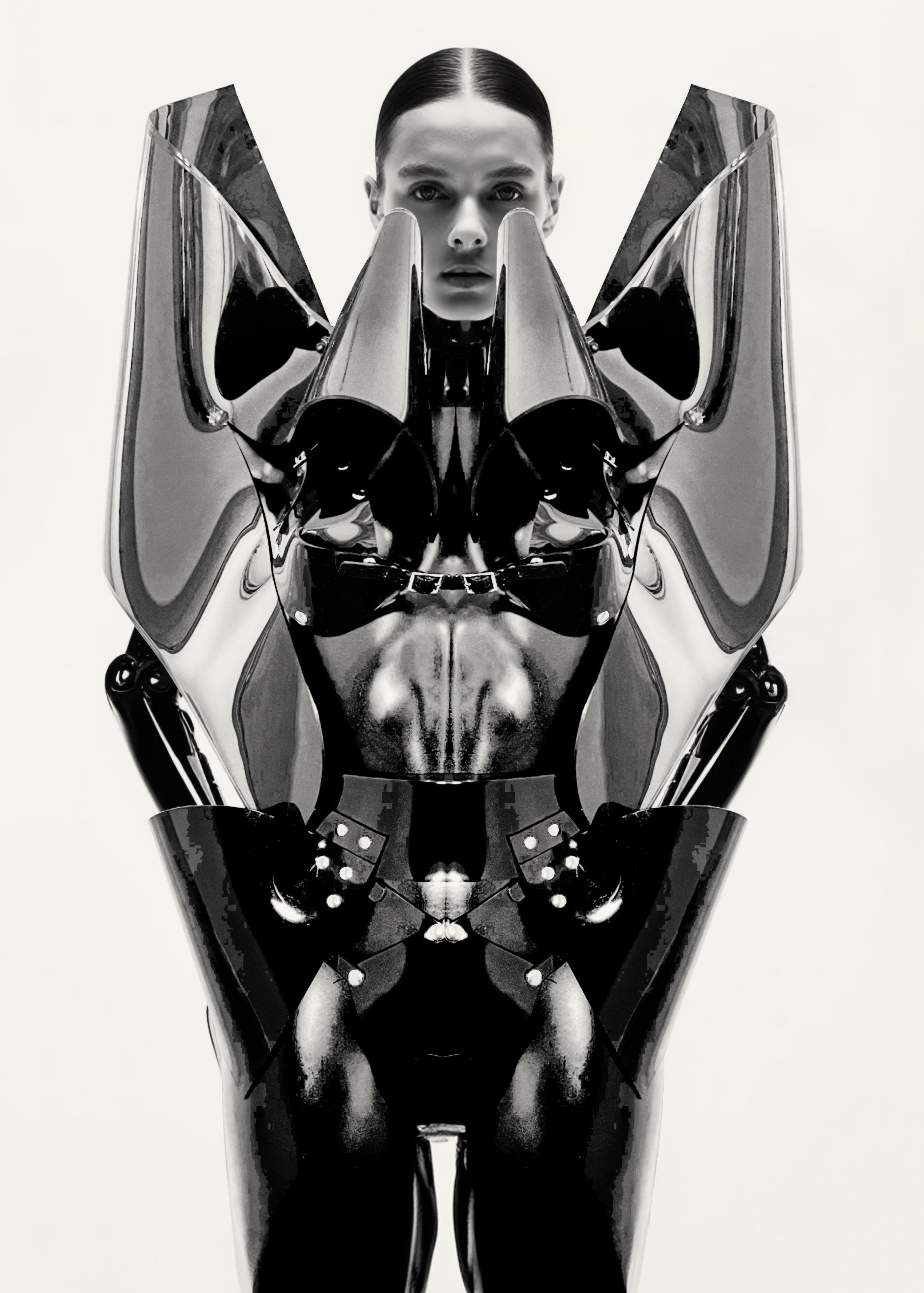 Jivomir Domoustchiev x Julien McDonald vegan vinyl PVC fashion accessories belt harness collar choker bra bustier peplum corset kink cosplay vegan hand crafted London