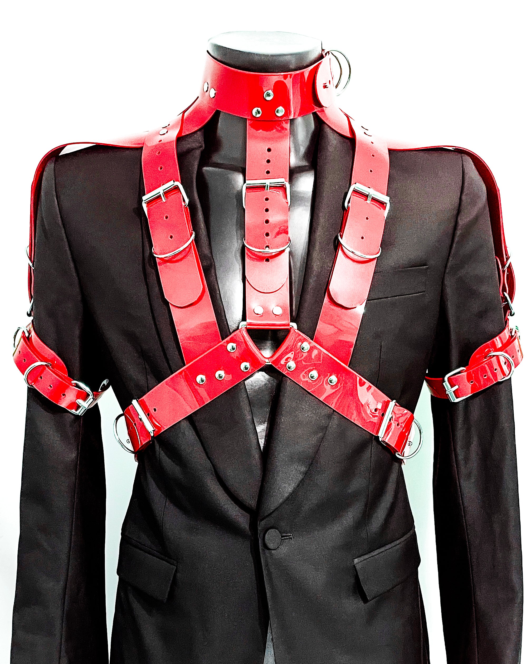 Jivomir Domoustchiev vegan vinyl kink Y MAN harness styling belting must have accessory hand crafted cosplay superhero future fashion love luxury present gift rave clubbing