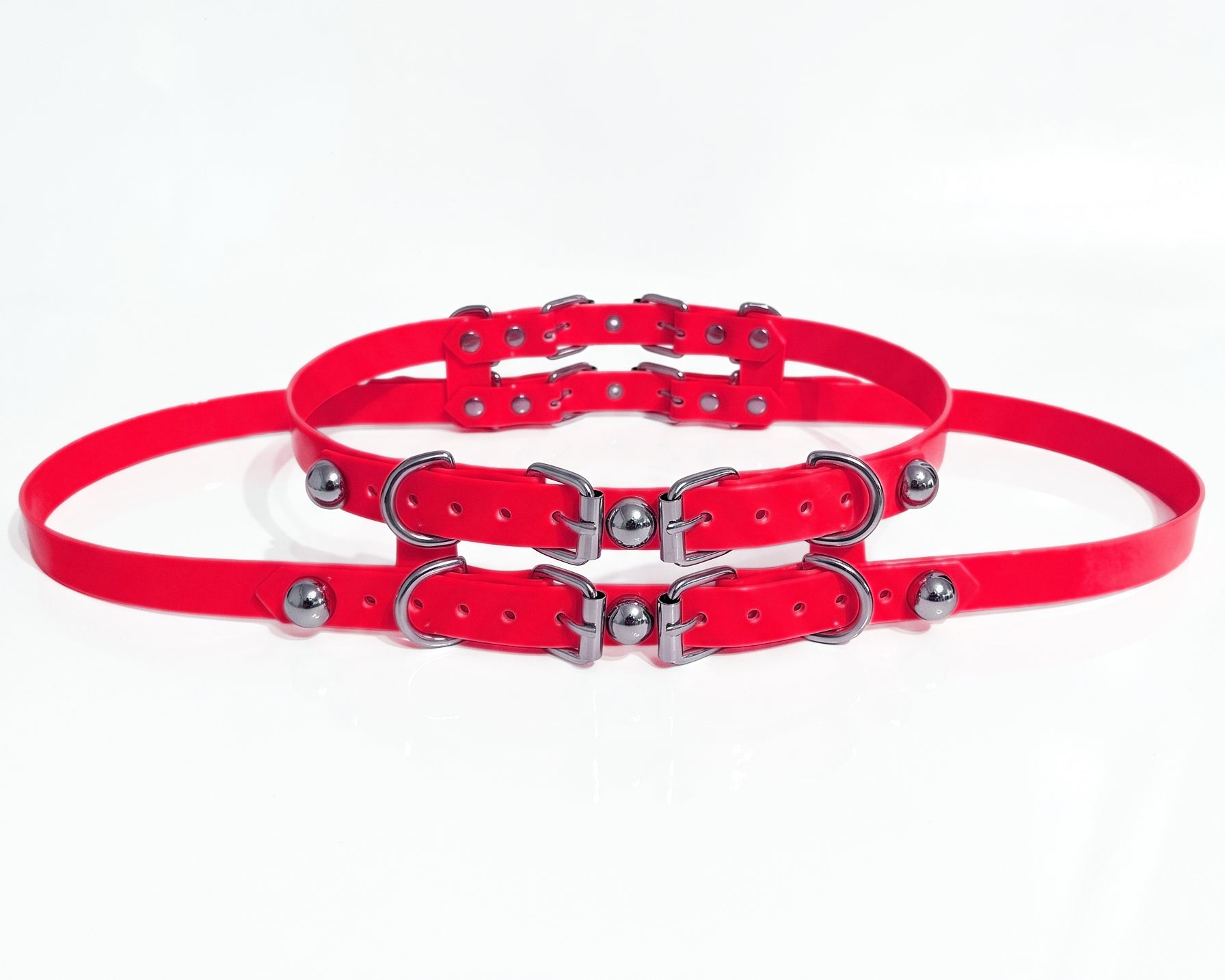 ATÉLIER JIVOMIR STRAP LUXURY STUDDED WAIST FASHION BELT HIPSTER RED
