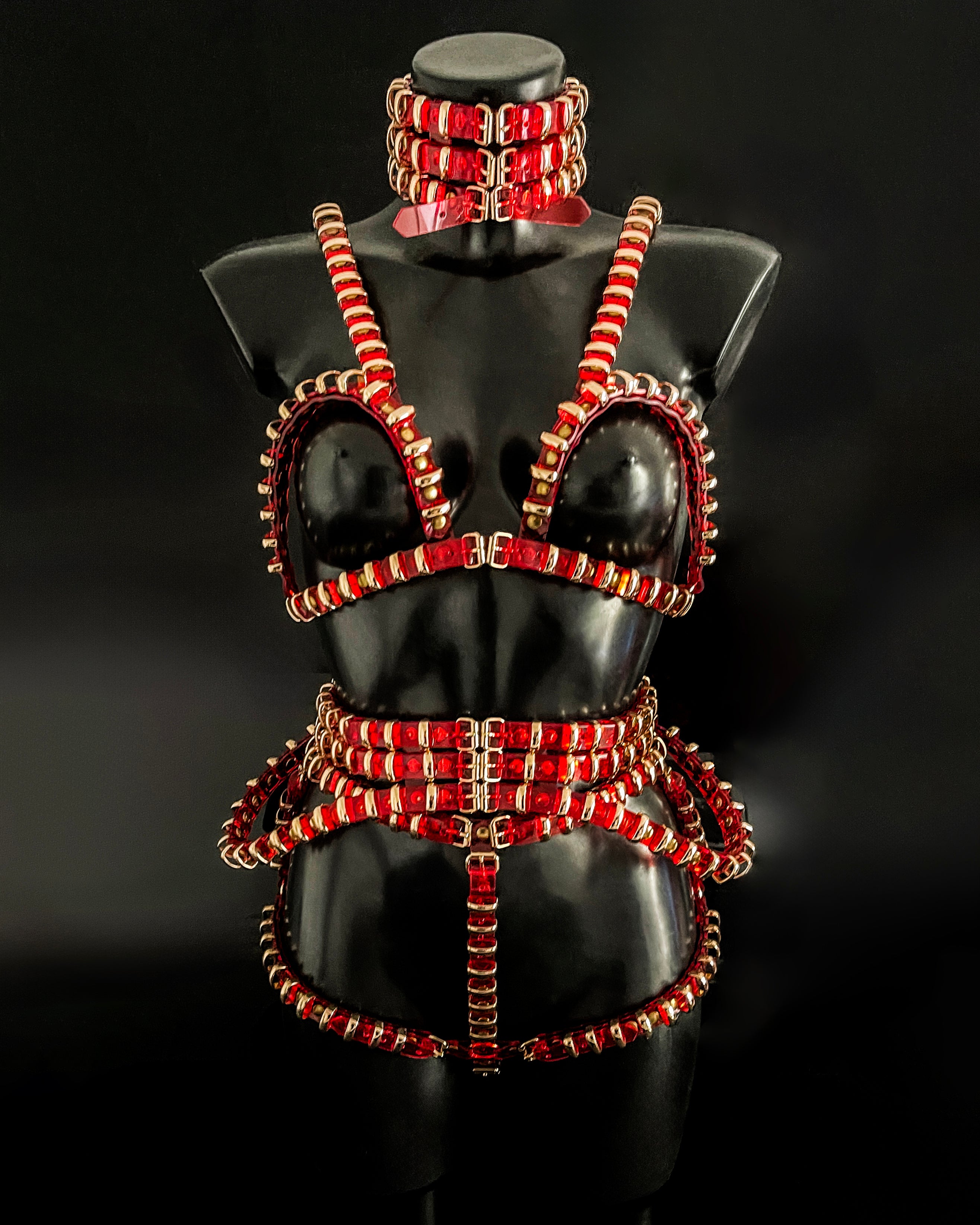 Jivomir Domoustchiev vegan vinyl pvc fashion wearable sculpture hand crafted to order only in East London Atelier independent luxury brand bras and panties knickers braves set collar choker kink belt