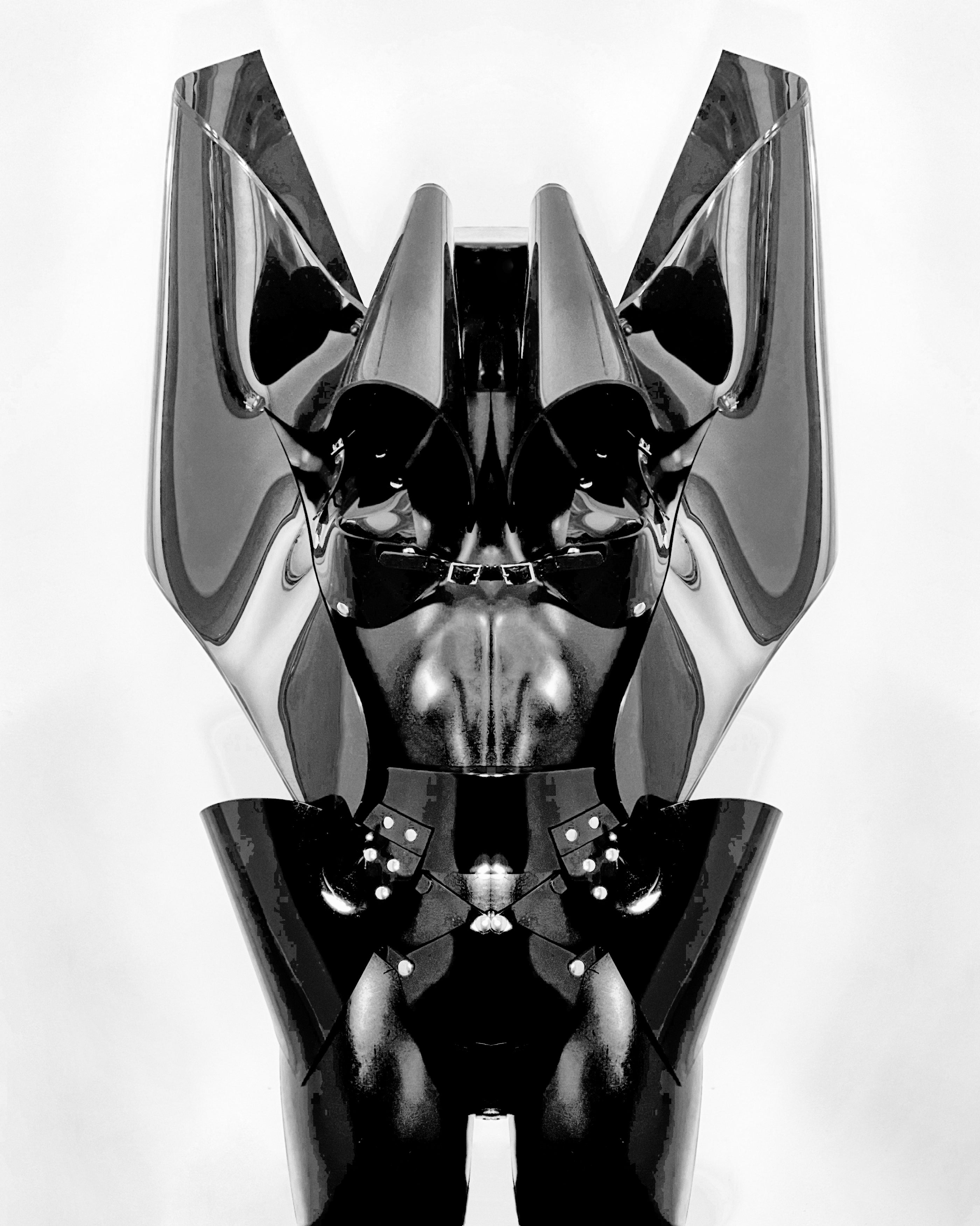 ATÉLIER JIVOMIR vegan fashion future sculpture design cosplay superhero love robot luxury shoulder pads kink BLACK SET