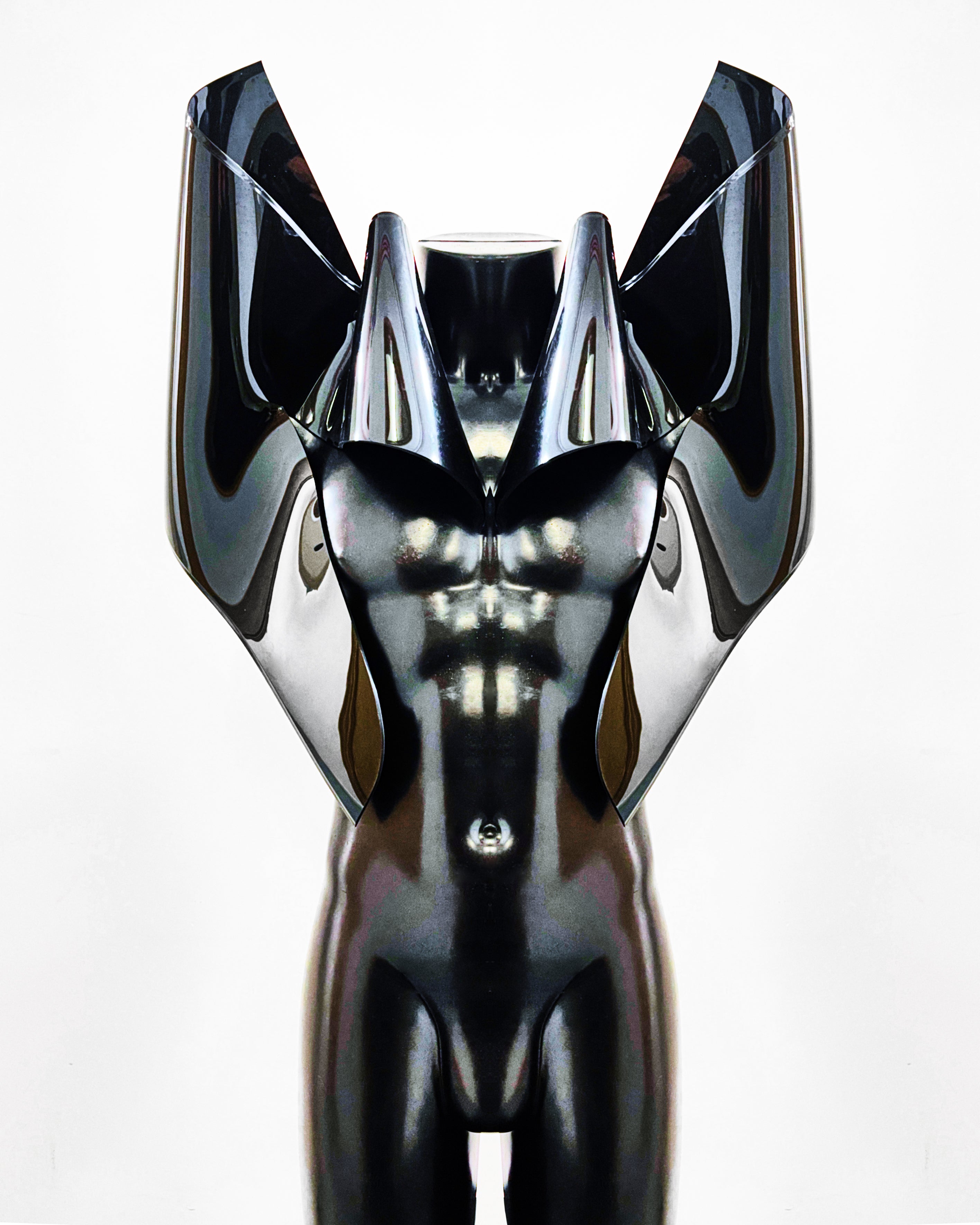 ATÉLIER JIVOMIR vegan fashion future sculpture design cosplay superhero love robot luxury shoulder pads kink BLACK MENS