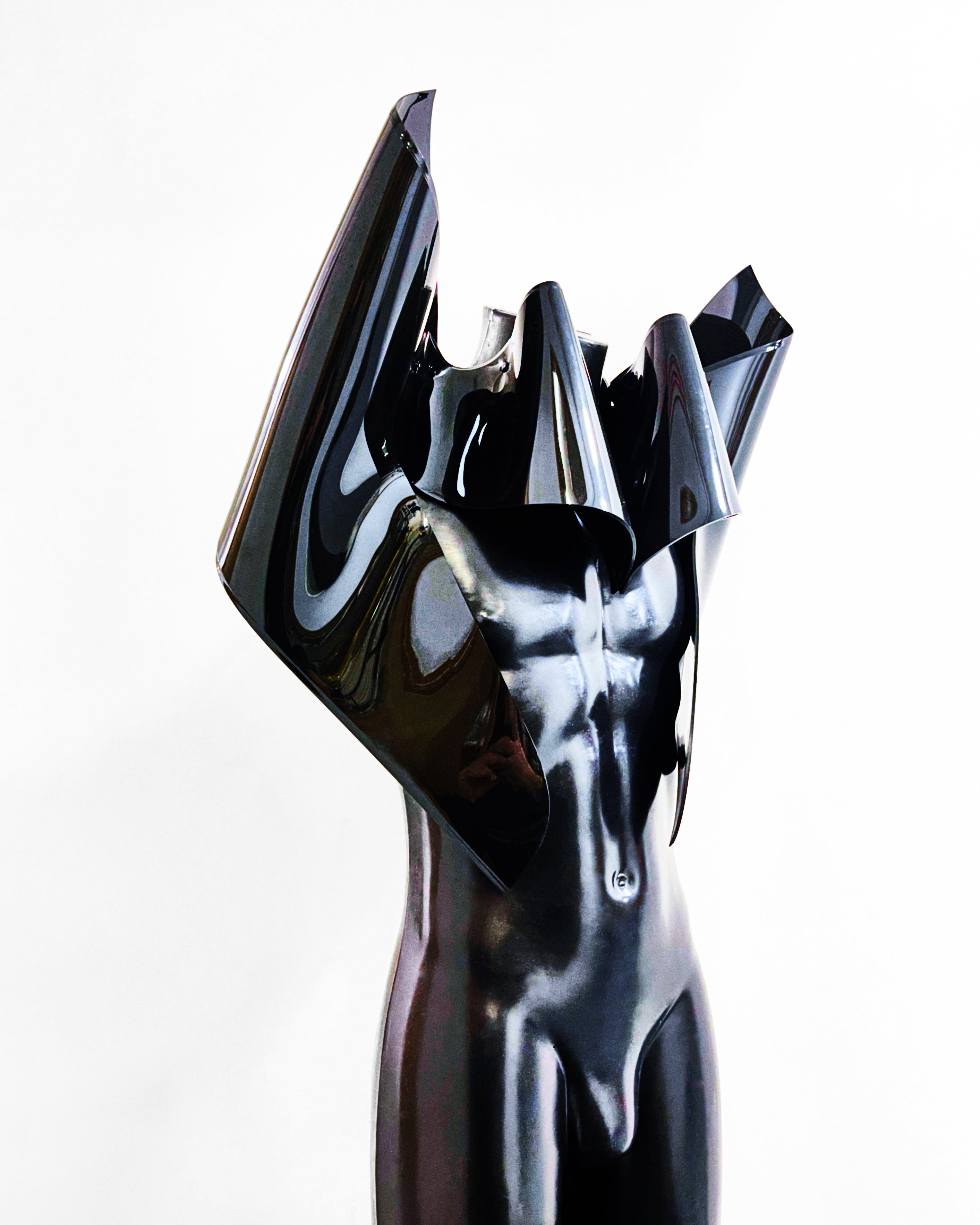 ATÉLIER JIVOMIR vegan fashion future sculpture design cosplay superhero love robot luxury shoulder pads kink BLACK MENS