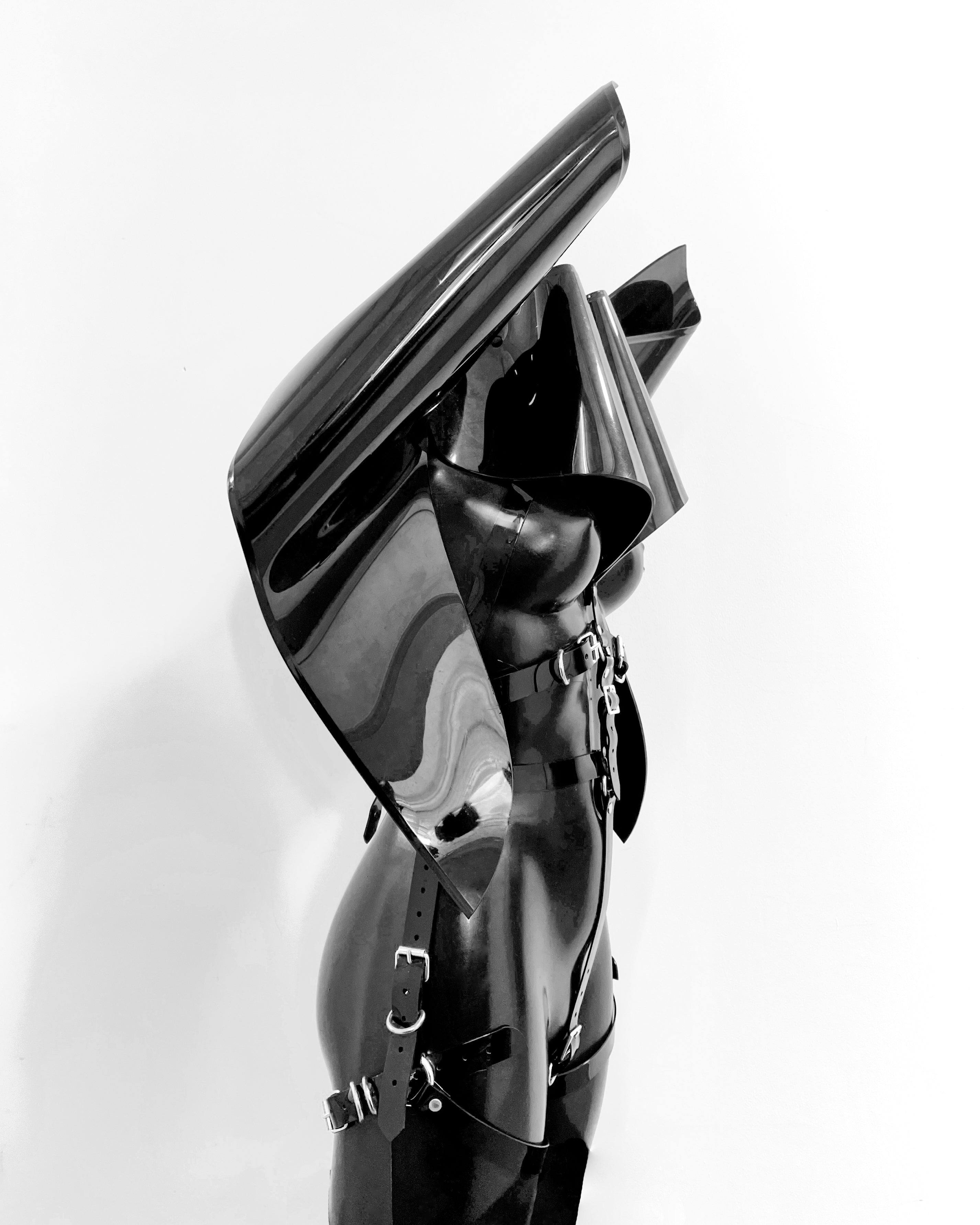 ATÉLIER JIVOMIR vegan fashion future sculpture design cosplay superhero love robot luxury shoulder pads kink BLACK