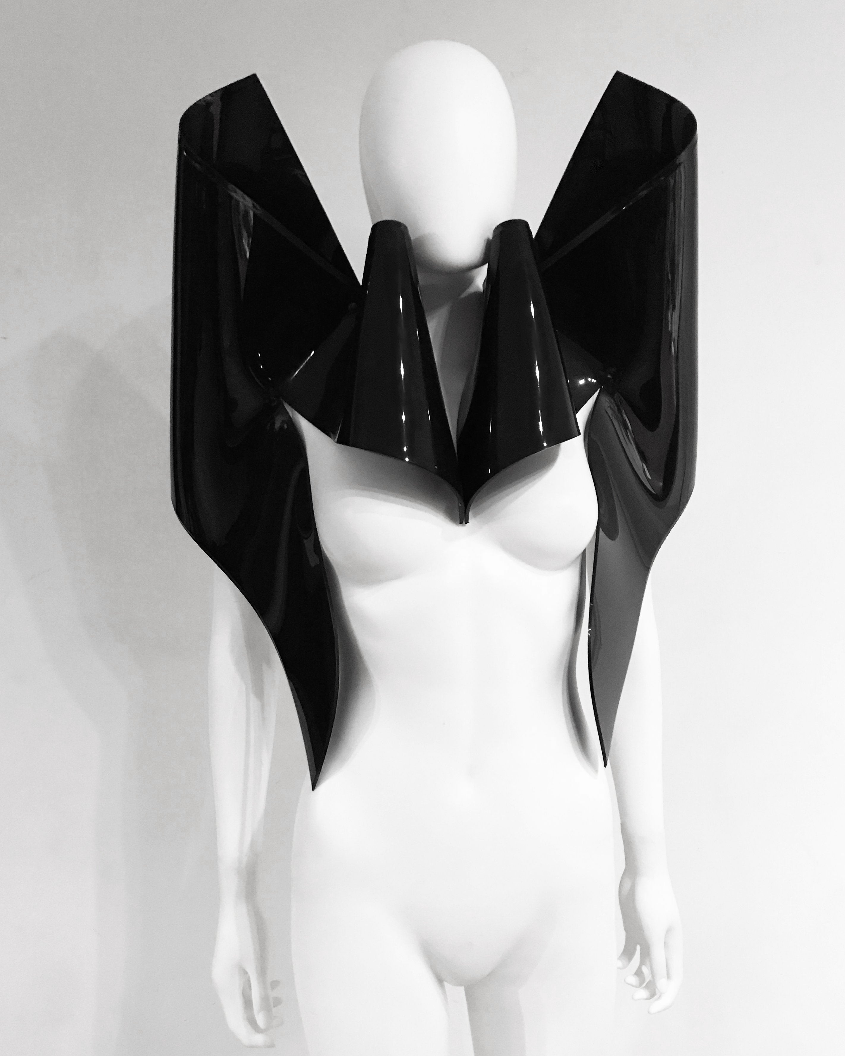 ATÉLIER JIVOMIR vegan fashion future sculpture design cosplay superhero love robot luxury shoulder pads kink BLACK