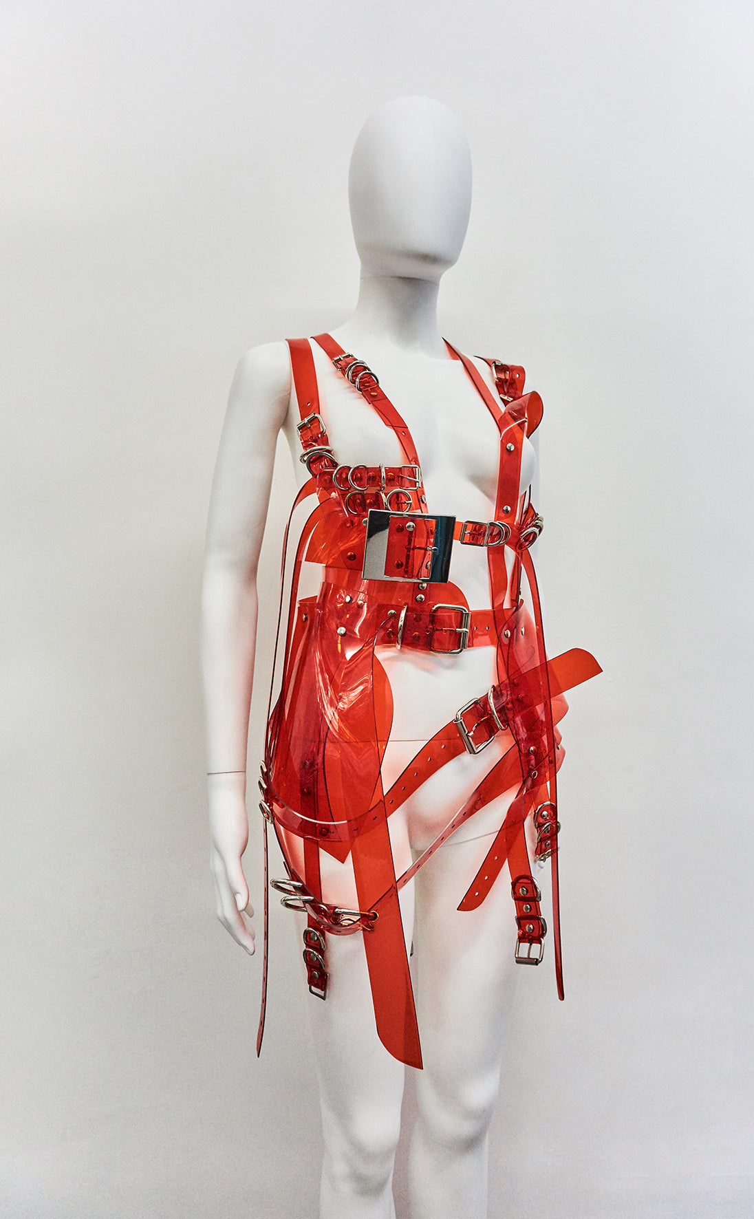 Jivomir Domoustchiev vegan vinyl pvc fashion wearable sculpture hand crafted to order only in East London Atelier independent luxury brand belt