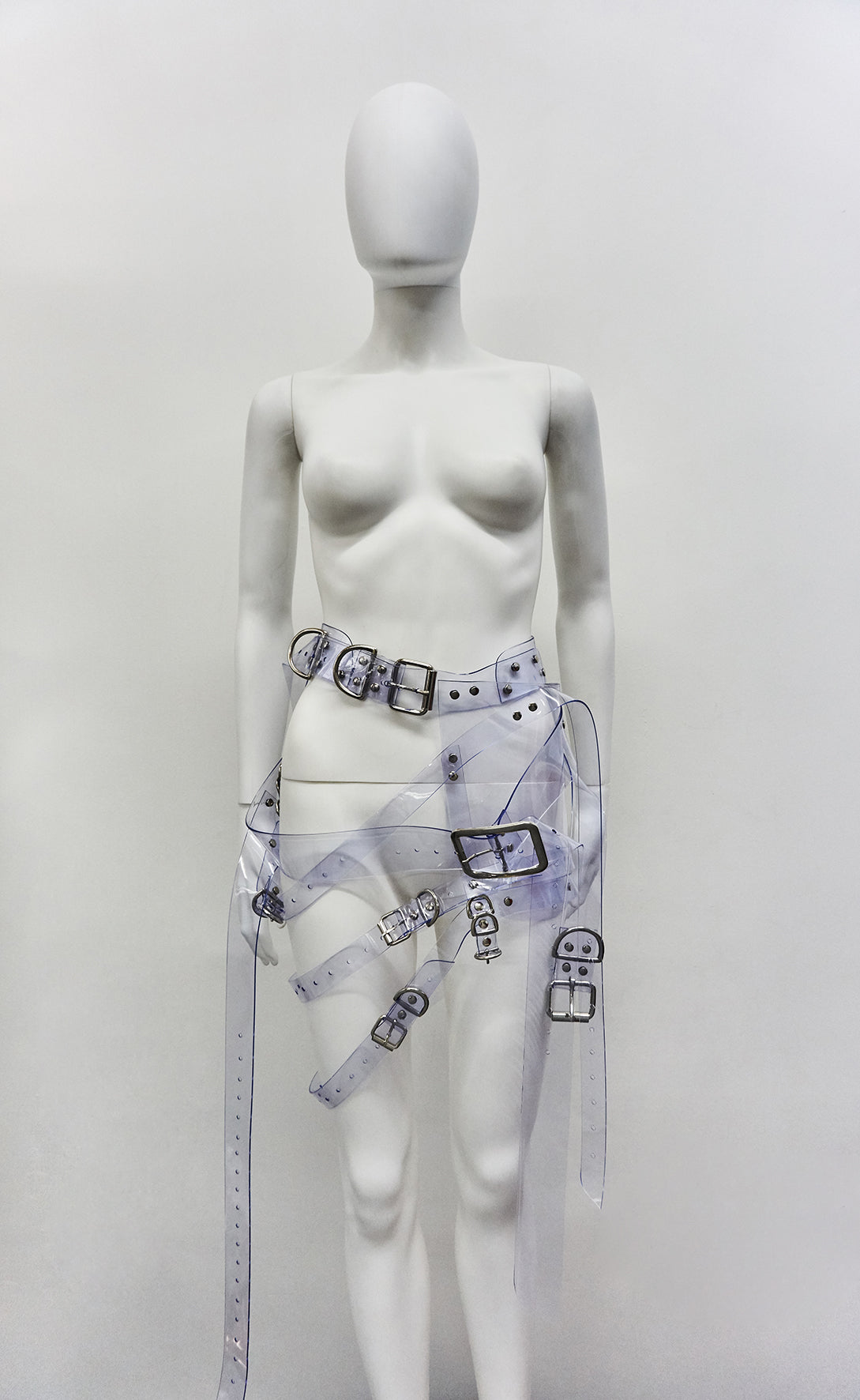 Jivomir Domoustchiev  Multi buckle harness belt clear ransparentJivomir Domoustchiev  Multi buckle harness belt transparent red vegan vinyl multi strap belt harness