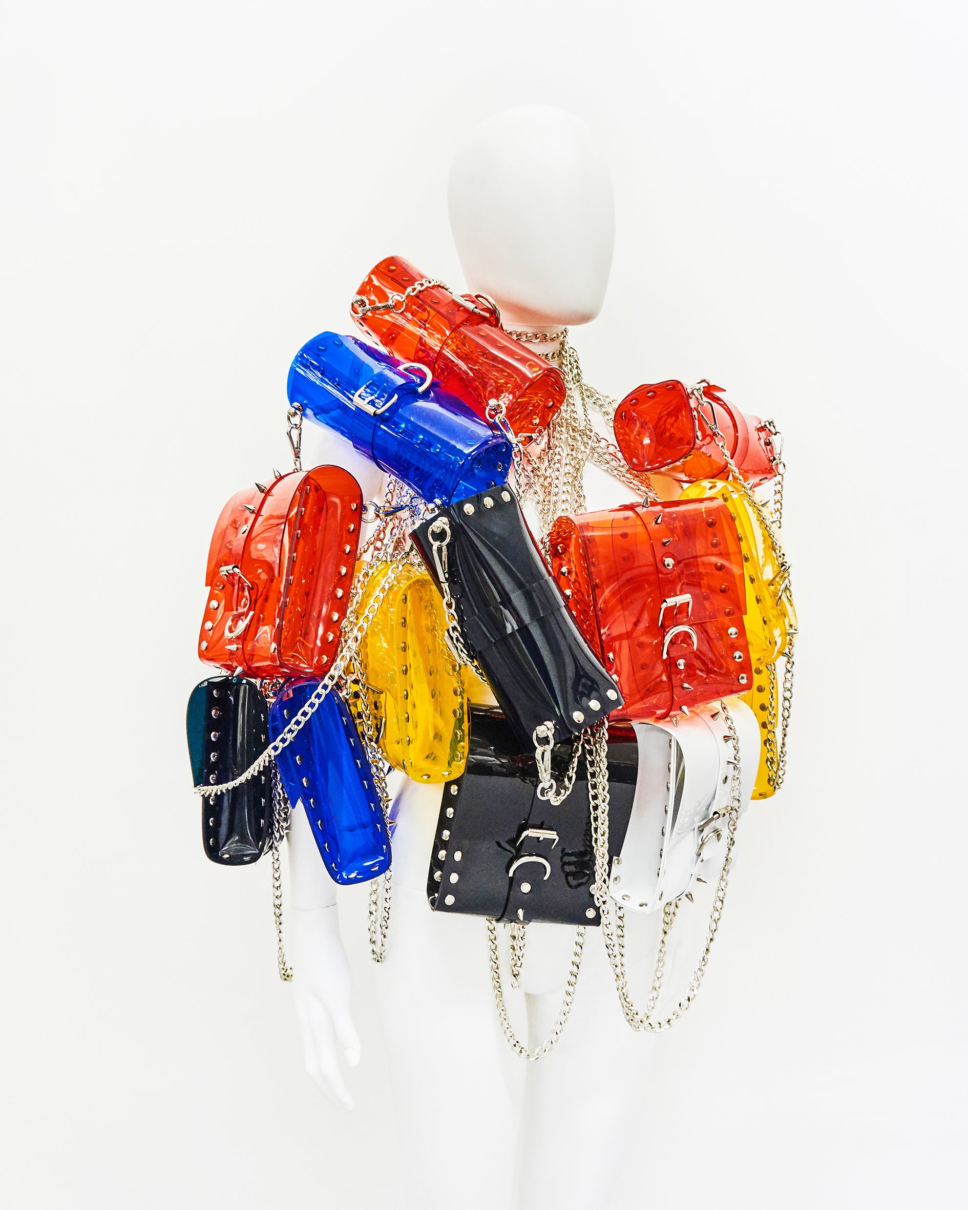 Jivomir Domoustchiev The Dream Collector Bag clear red vegan vinyl studded chain purse collectible handbag