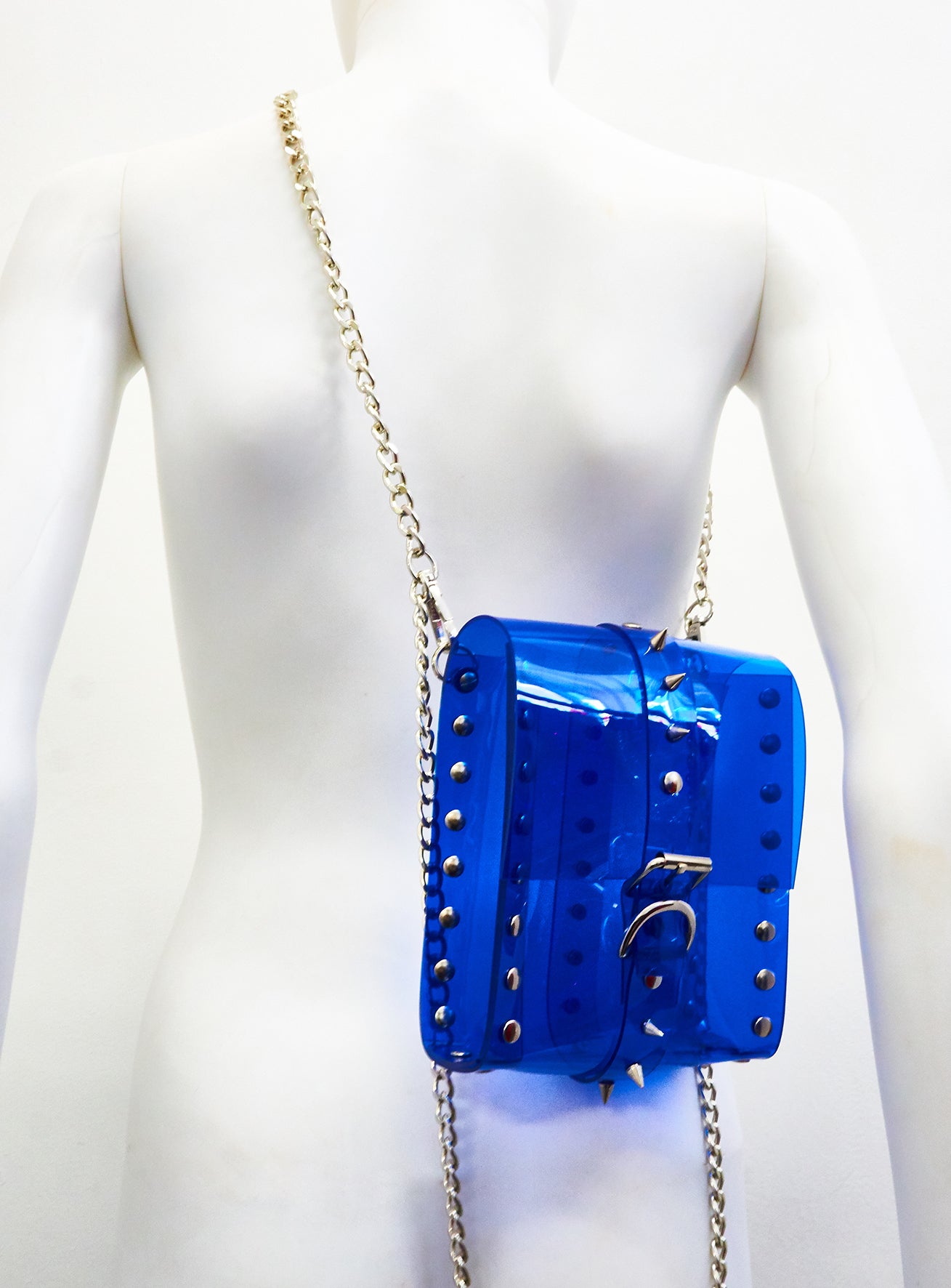 Jivomir Domoustchiev The Dream Collector transparent blueJivomir Domoustchiev The Dream Collector Bag clear red vegan vinyl studded chain purse collectible handbag