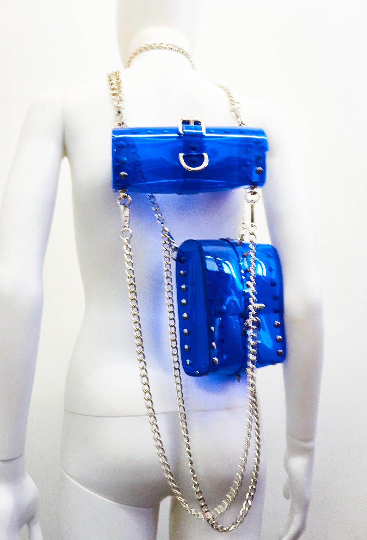 Jivomir Domoustchiev The Dream Collector Transparent blueJivomir Domoustchiev The Dream Collector Bag clear red vegan vinyl studded chain purse collectible handbag