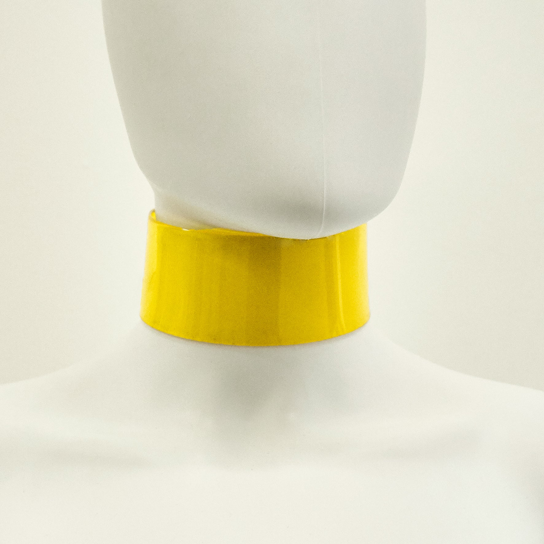 Jivomir Domoustchiev iconic vinyl chocker as seen in the Year and Years Sanctify video. available in a variety of colours. Simple yet striking adjustable for comfort. Finished with silver look studding & buckle. Complements any outfit.