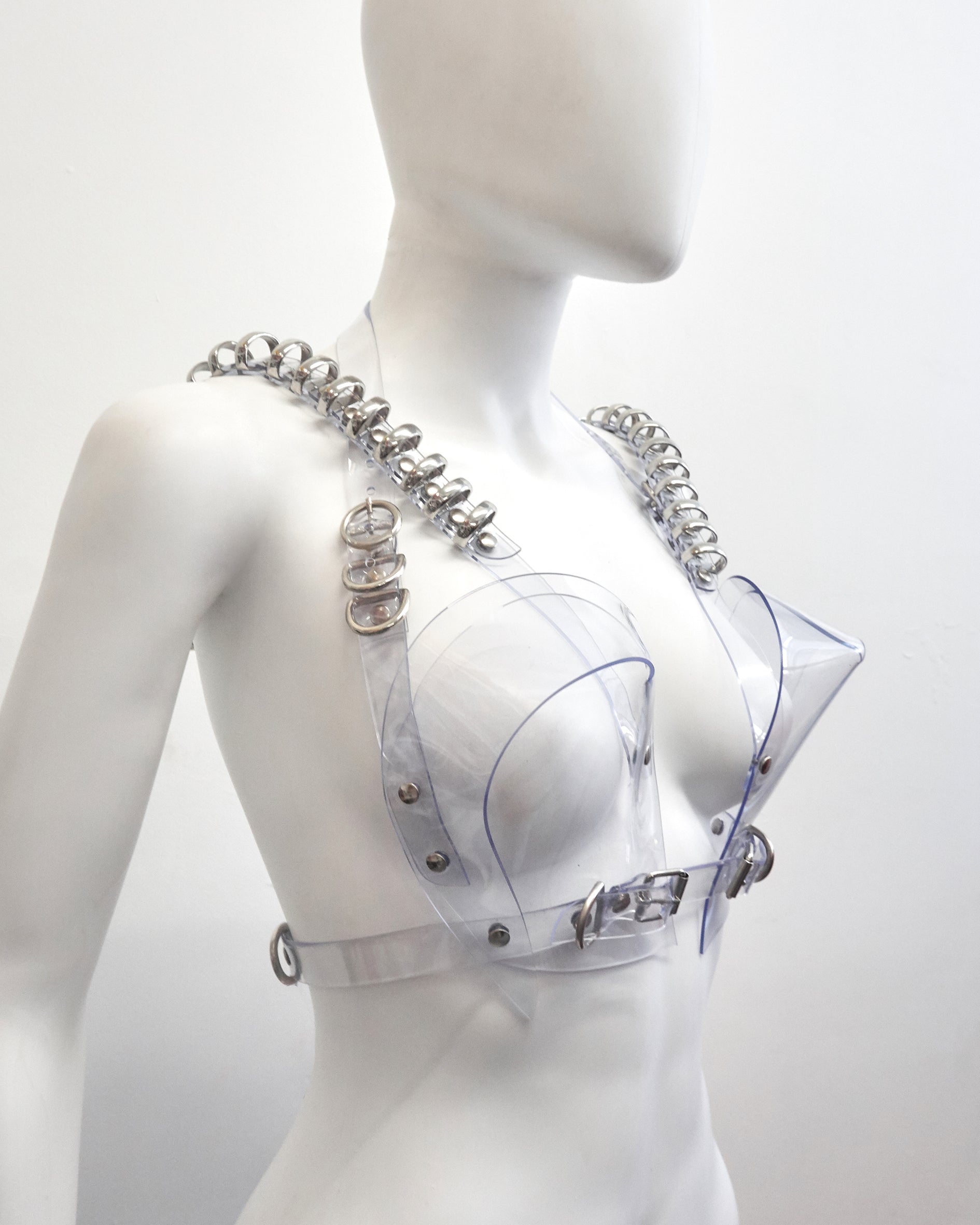 Jivomir Domoustchiev multi ring heart shaped sculpture bra ❤️Bustier transparent love clear