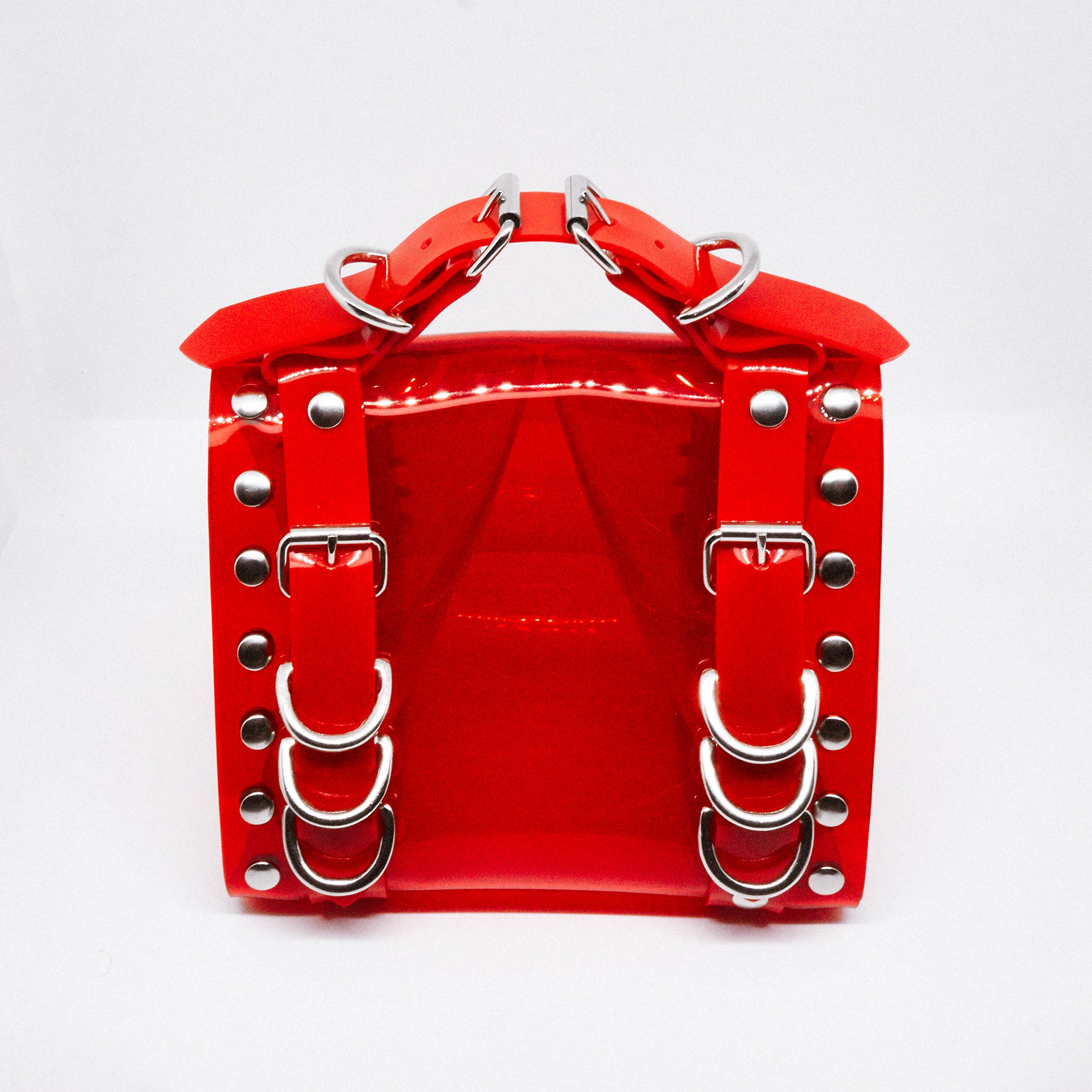 Jivomir Domoustchiev vegan vinyl pvc fashion wearable sculpture hand crafted to order only in East London Atelier independent luxury brand vegan fashion purse hand bag