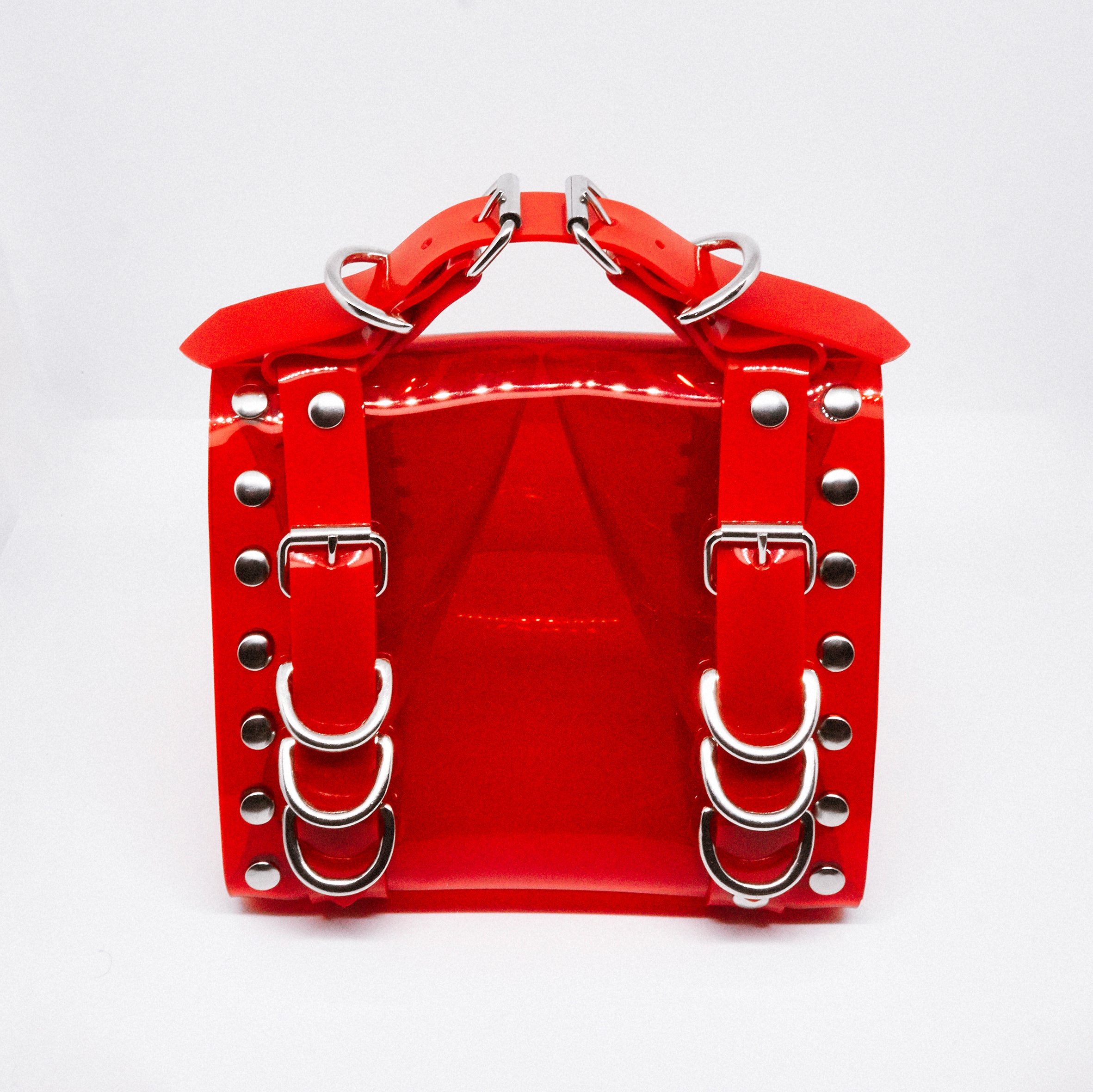 Jivomir Domoustchiev vegan vinyl pvc fashion wearable sculpture hand crafted to order only in East London Atelier independent luxury brand vegan fashion purse hand bag