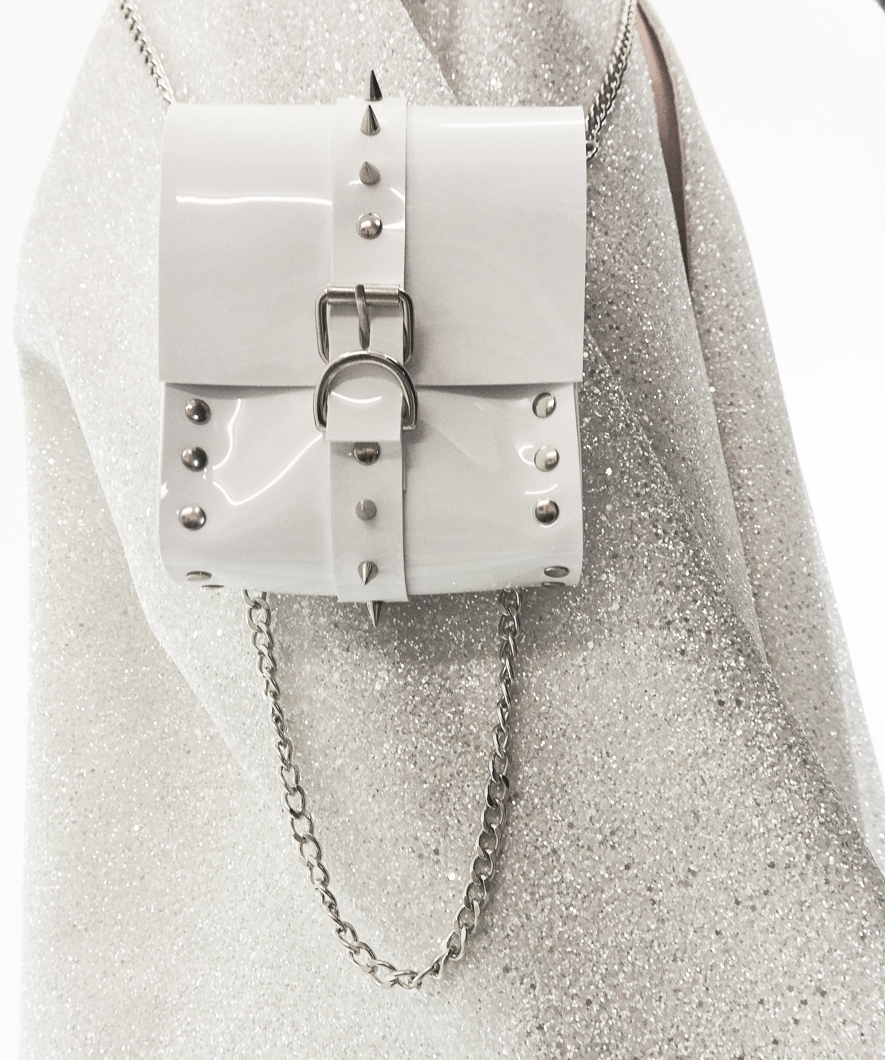 Jivomir Domoustchiev The Dream Collector Bag clear red vegan vinyl studded chain purse collectible handbag