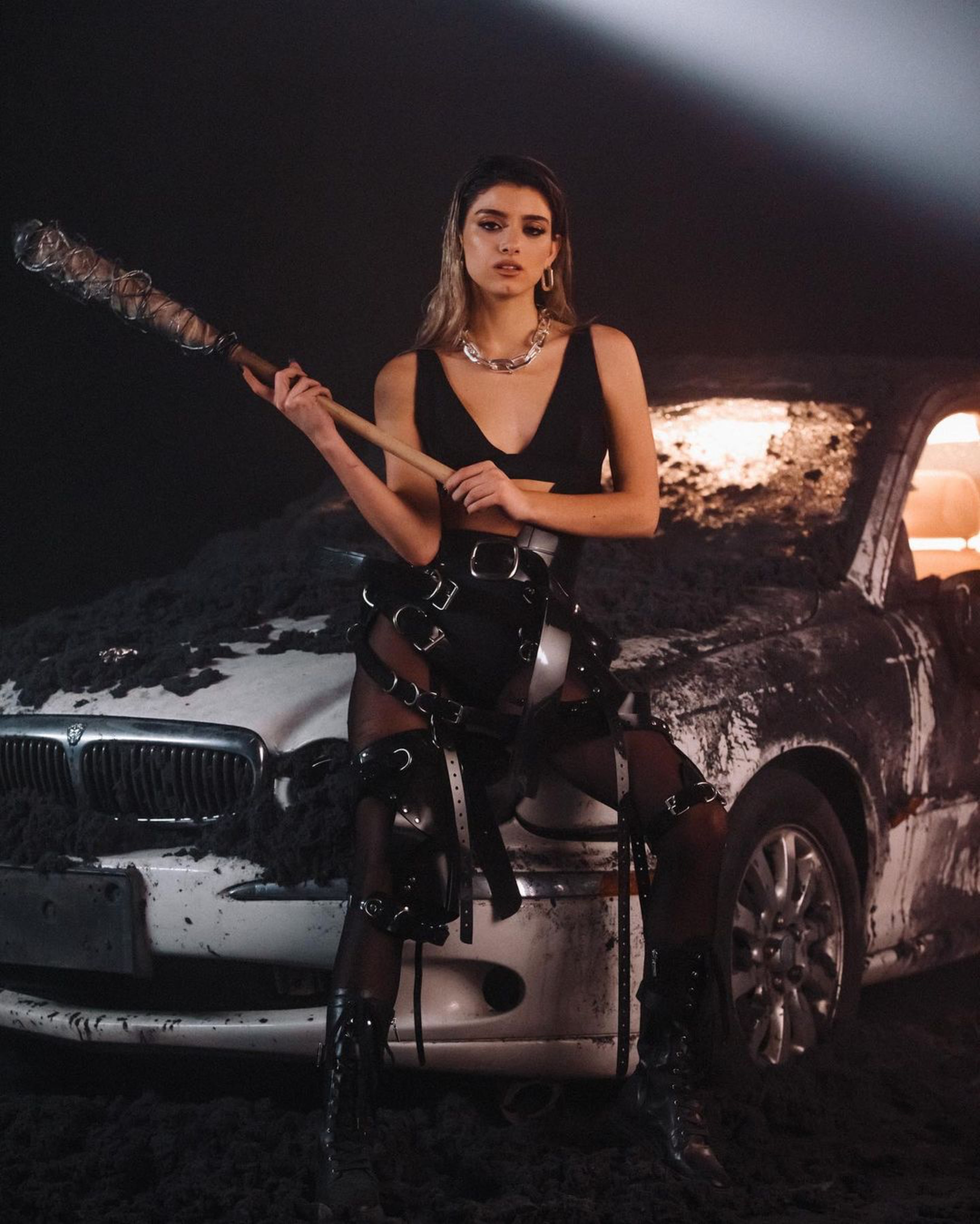 Dixie D'Amelo MUSIC video as shown wearing multi buckle belt by ATÉLIER JIVOMIR Adjustable accessory with chrome hardware Luxury fashion statement handcrafted