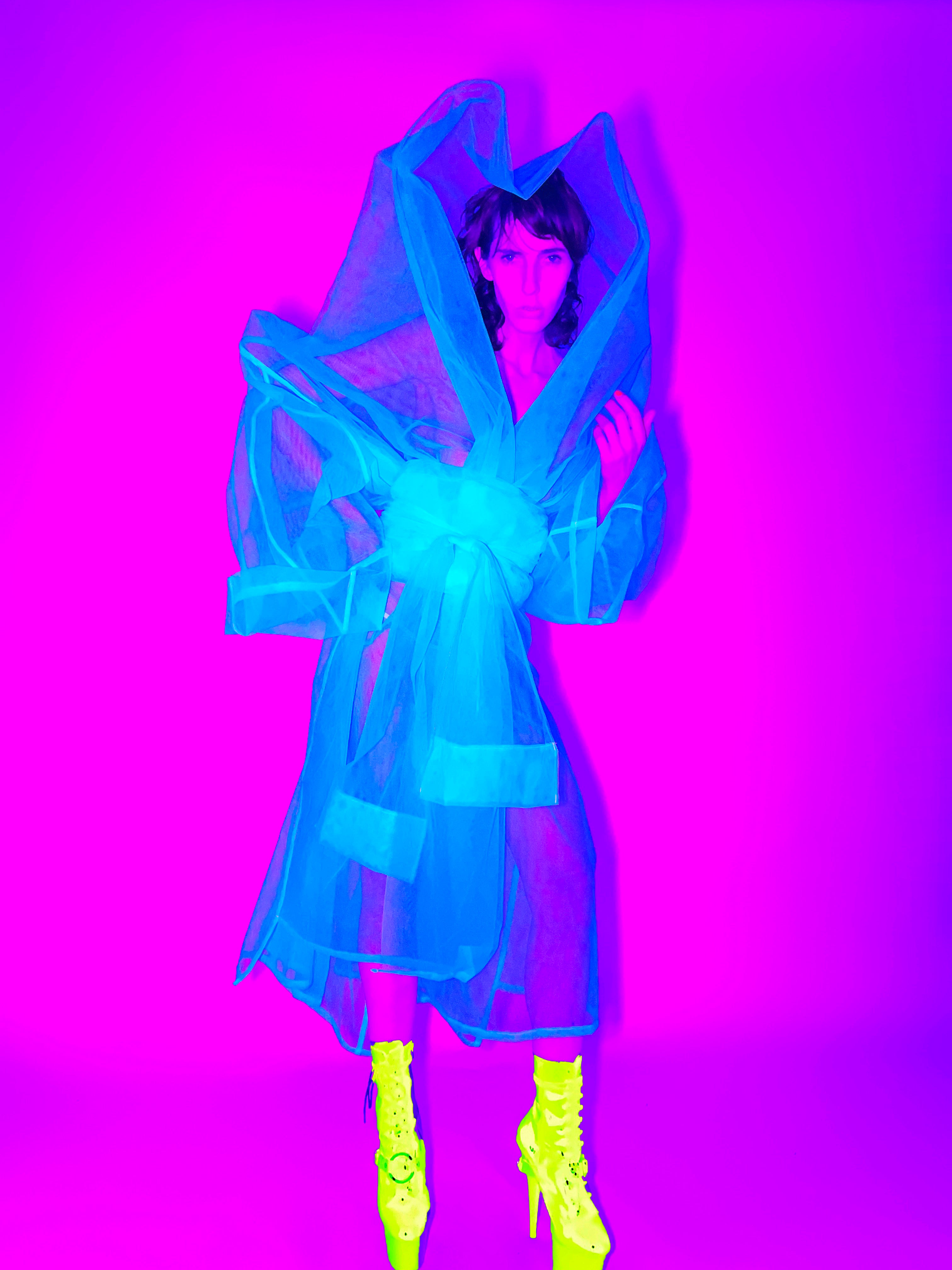 Jivomir Domoustchiev net mesh opera oversized coat