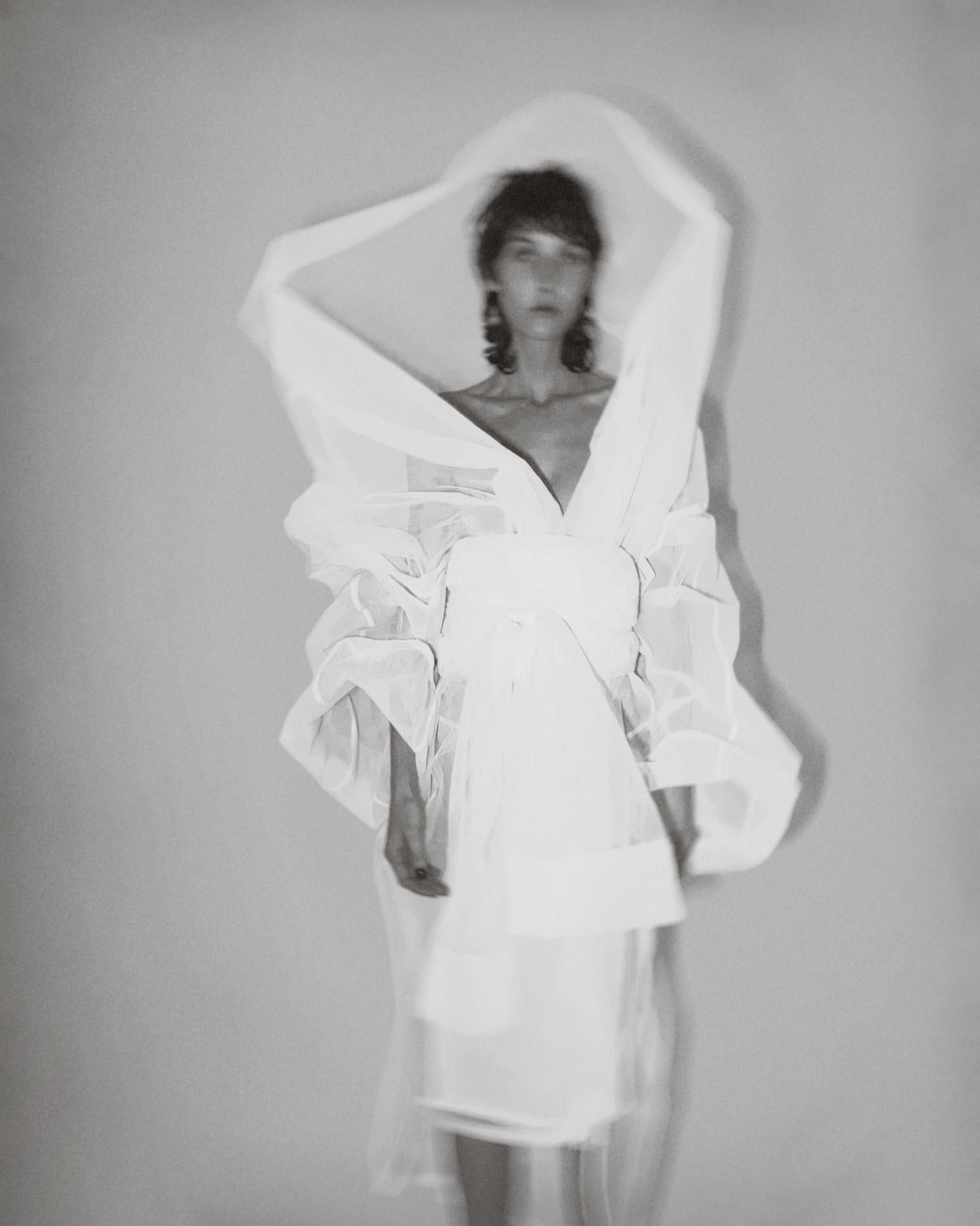 Jivomir Domoustchiev net mesh opera oversized coat