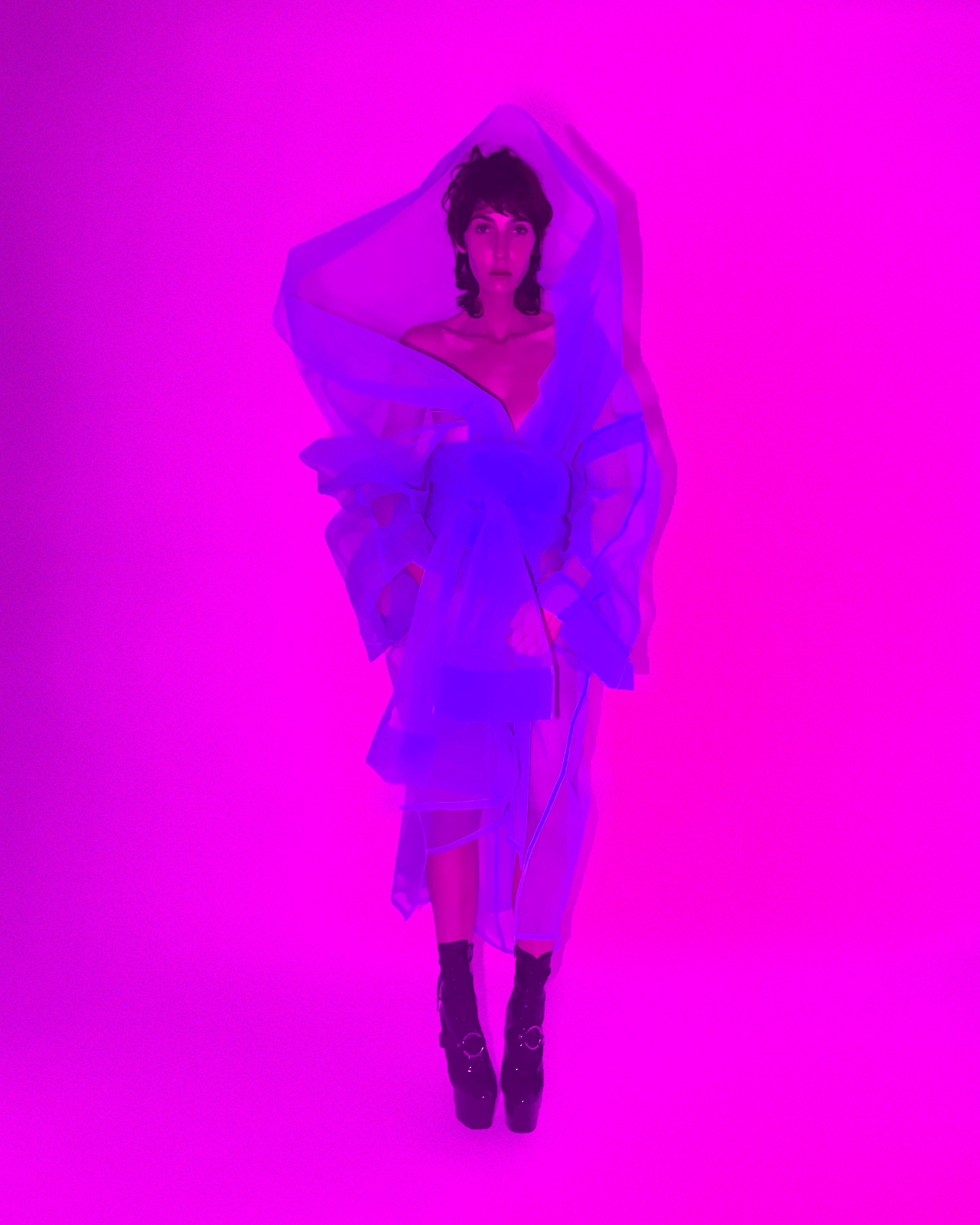 Jivomir Domoustchiev net mesh opera oversized coat