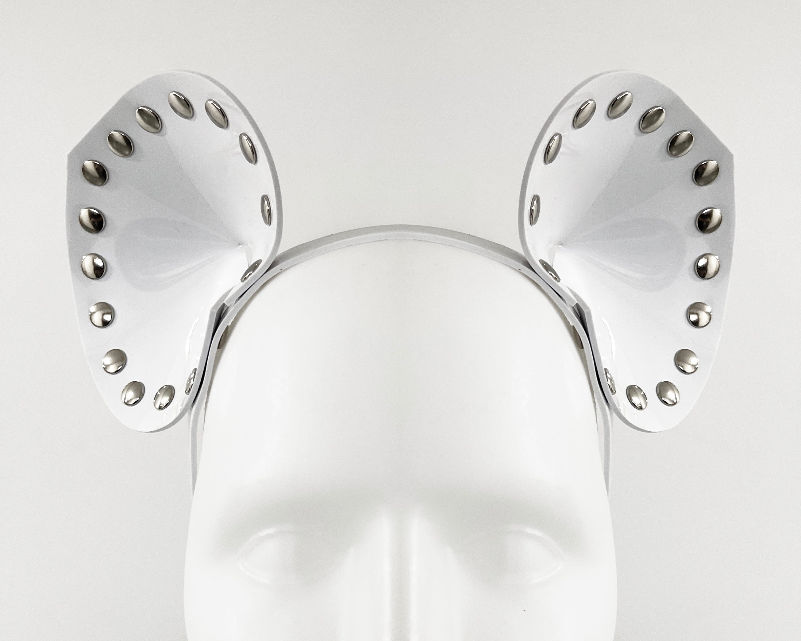 Jivomir Domoustchiev vegan vinyl pvc fashion wearable sculpture hand crafted to order only in East London Atelier independent luxury brand cuffs accessories headband giant  rave dance club cosplay dress must've