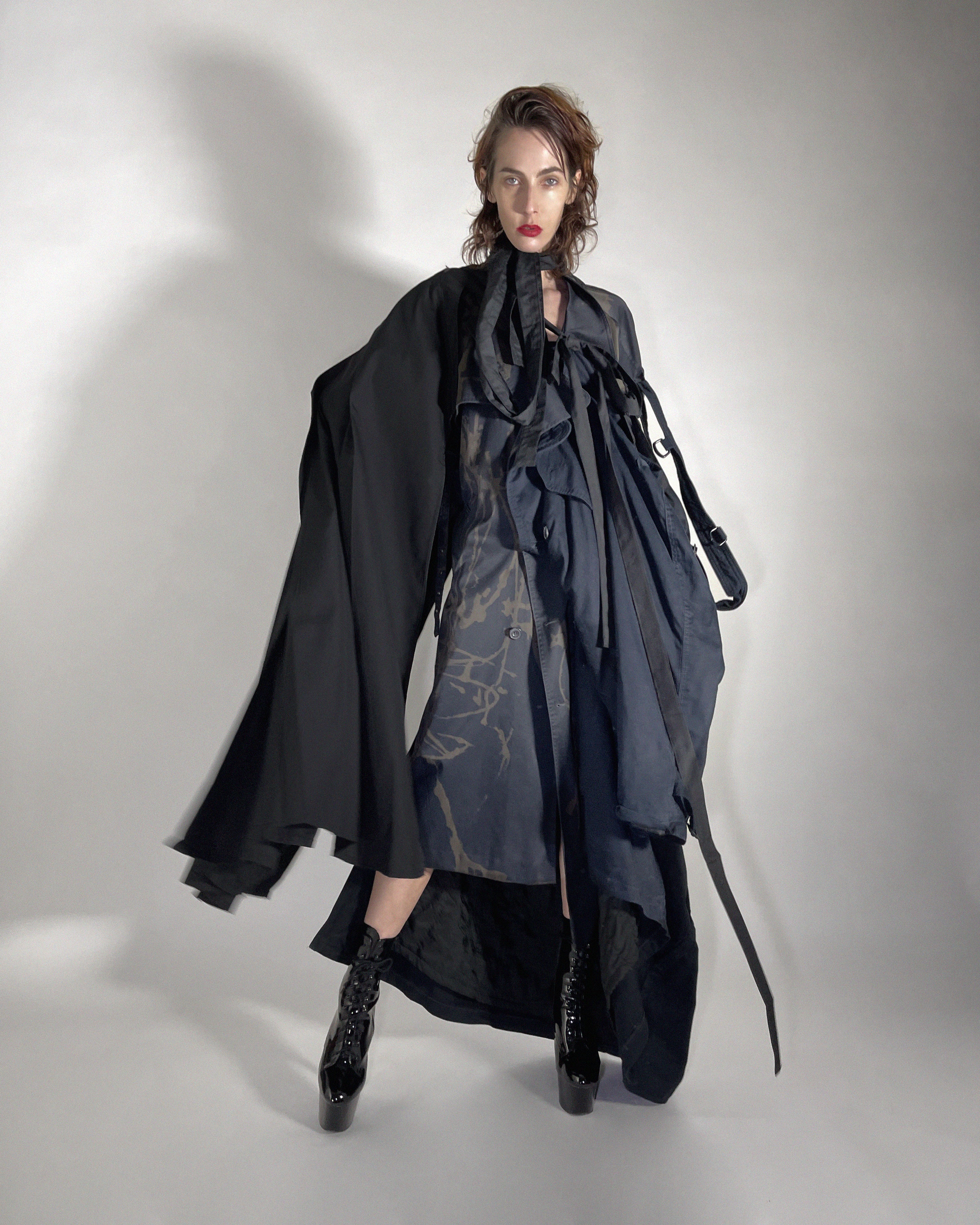 Jivomir Domoustchiev hand crafted re purposed sculpture trench coat  hand crafted from re purposing coats and creating a beautiful collectible sculpture