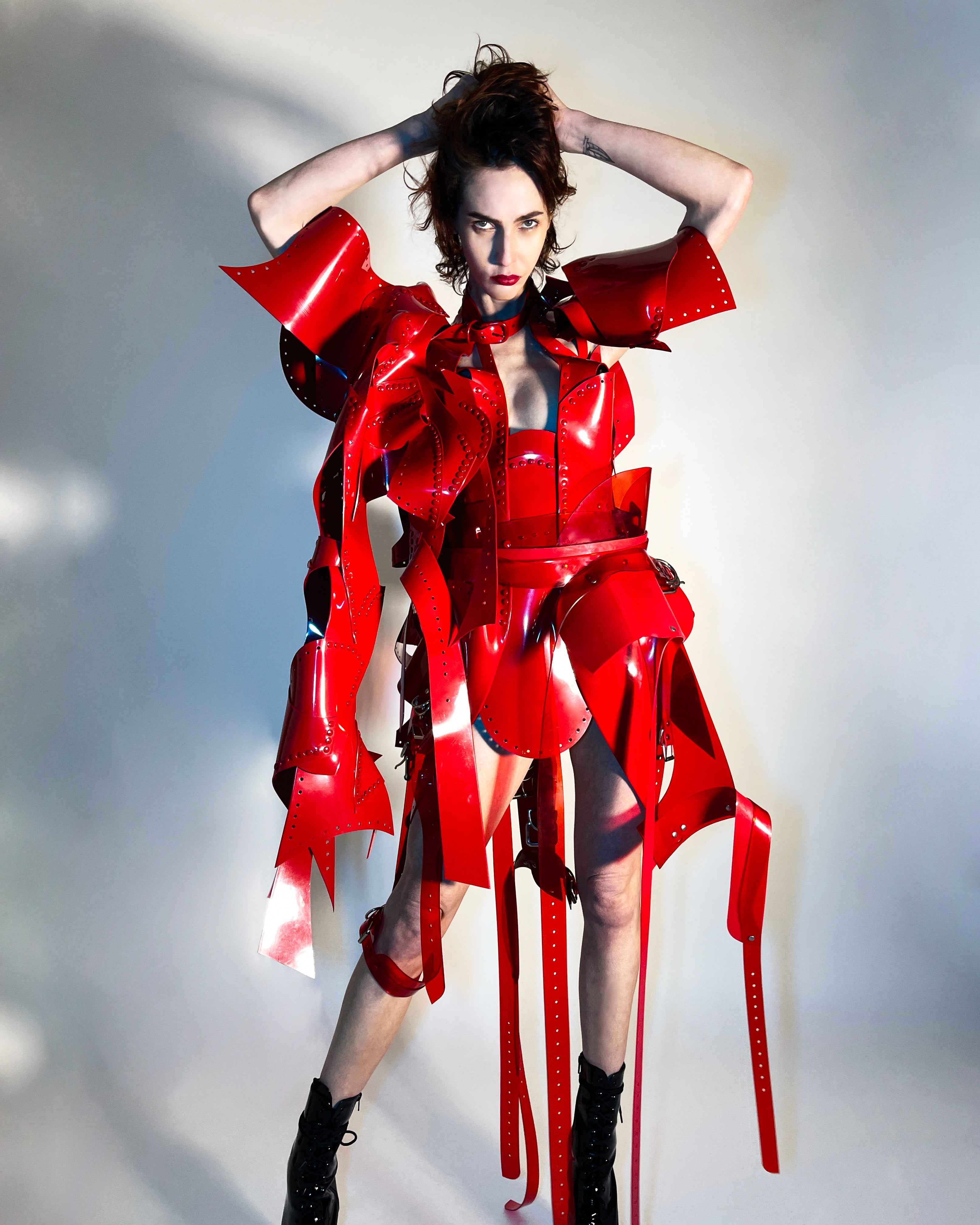 Jivomir Domoustchiev full body armour samurai woman cosplay future robot superhero love vegan sculpture design collectible art