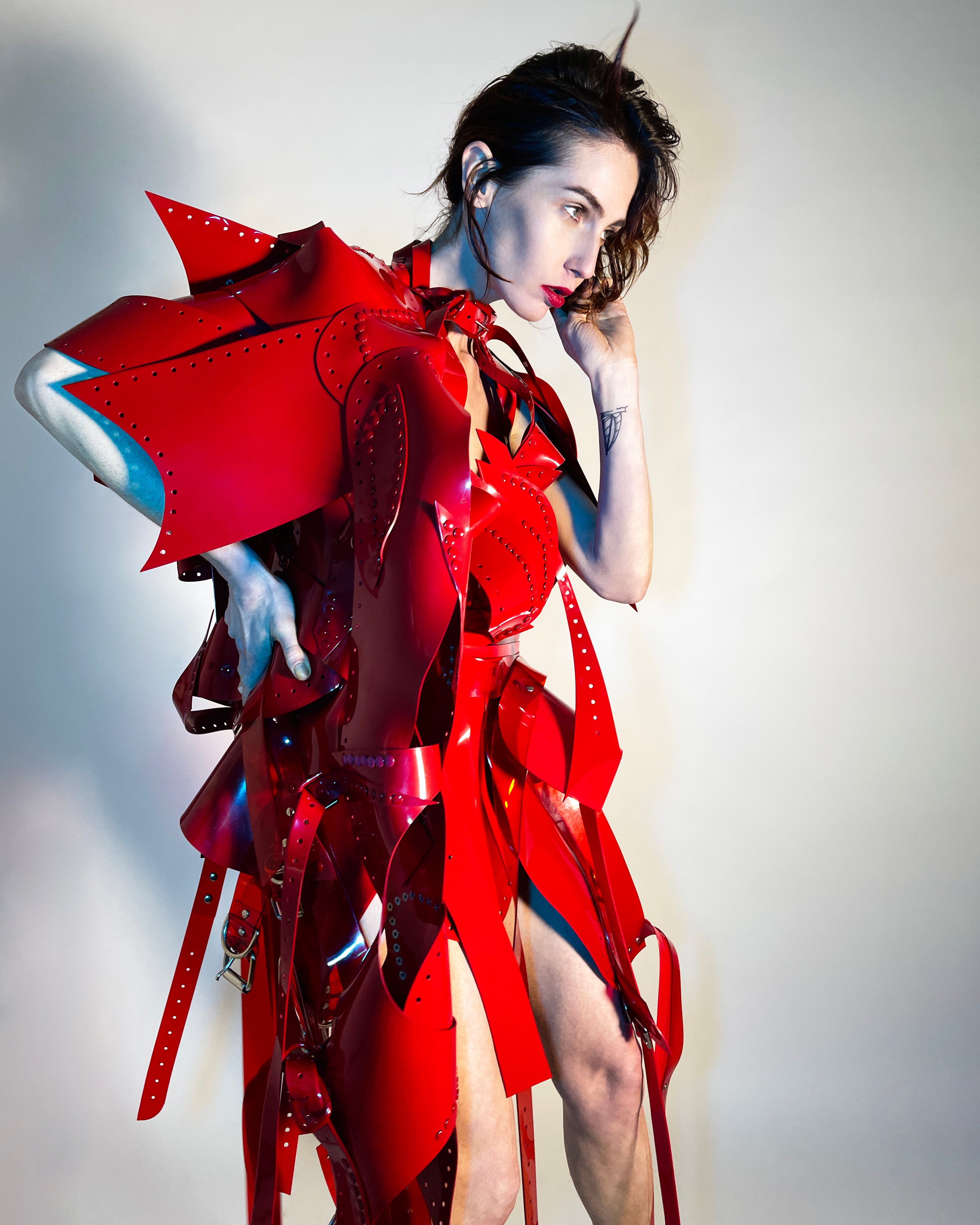 Jivomir Domoustchiev full body armour samurai woman cosplay future robot superhero love vegan sculpture design collectible art