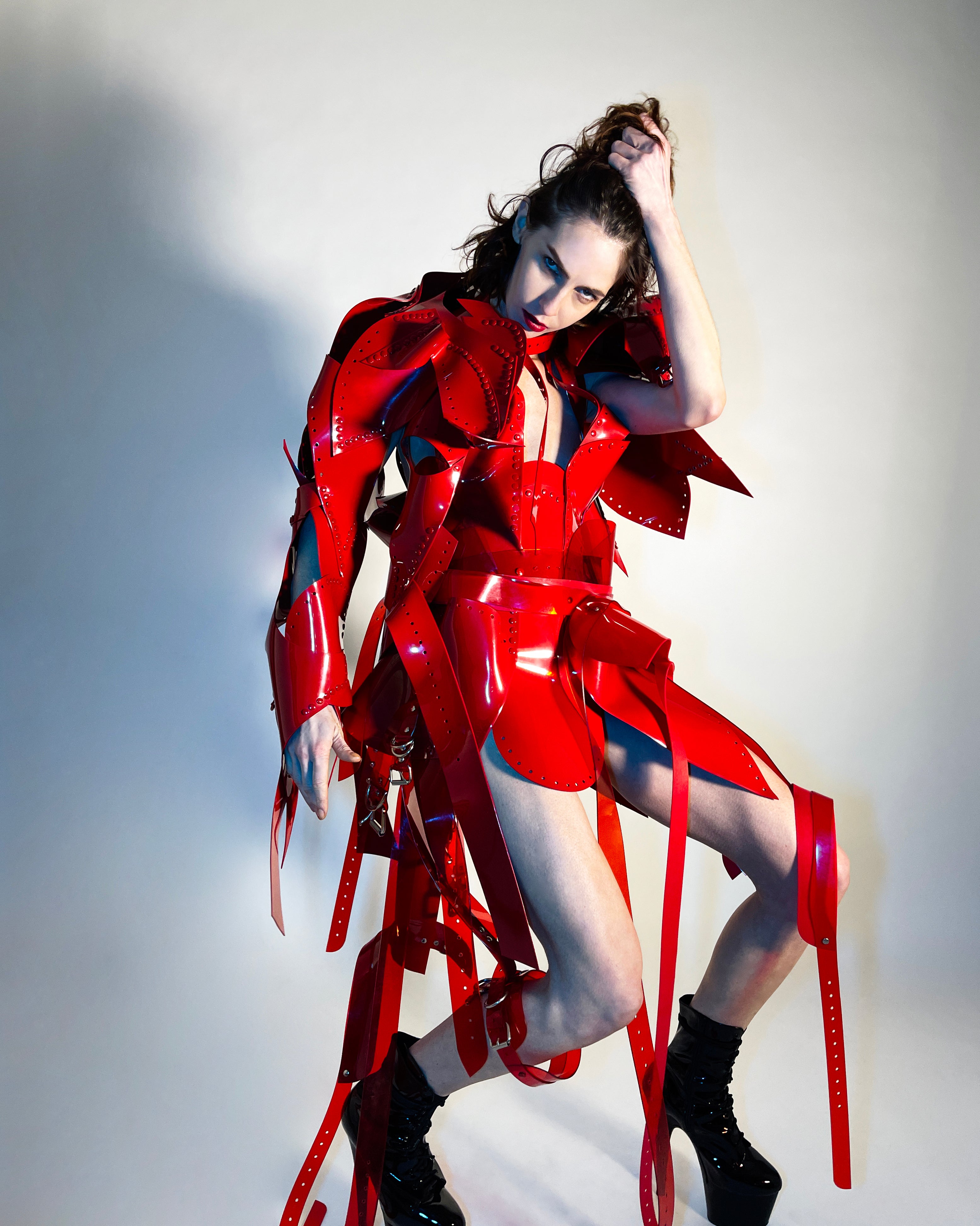 Jivomir Domoustchiev full body armour samurai woman cosplay future robot superhero love vegan sculpture design collectible art