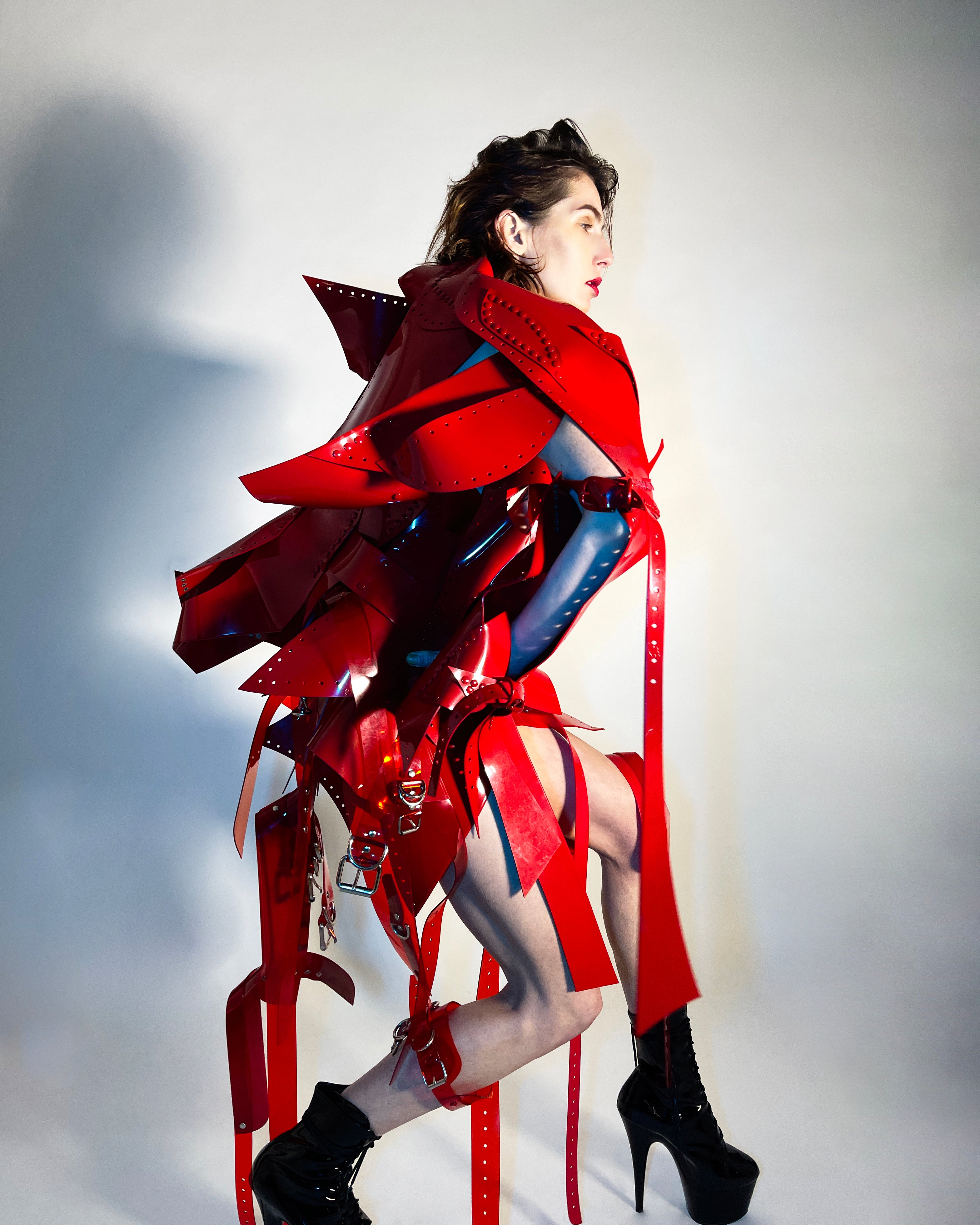Jivomir Domoustchiev full body armour samurai woman cosplay future robot superhero love vegan sculpture design collectible art