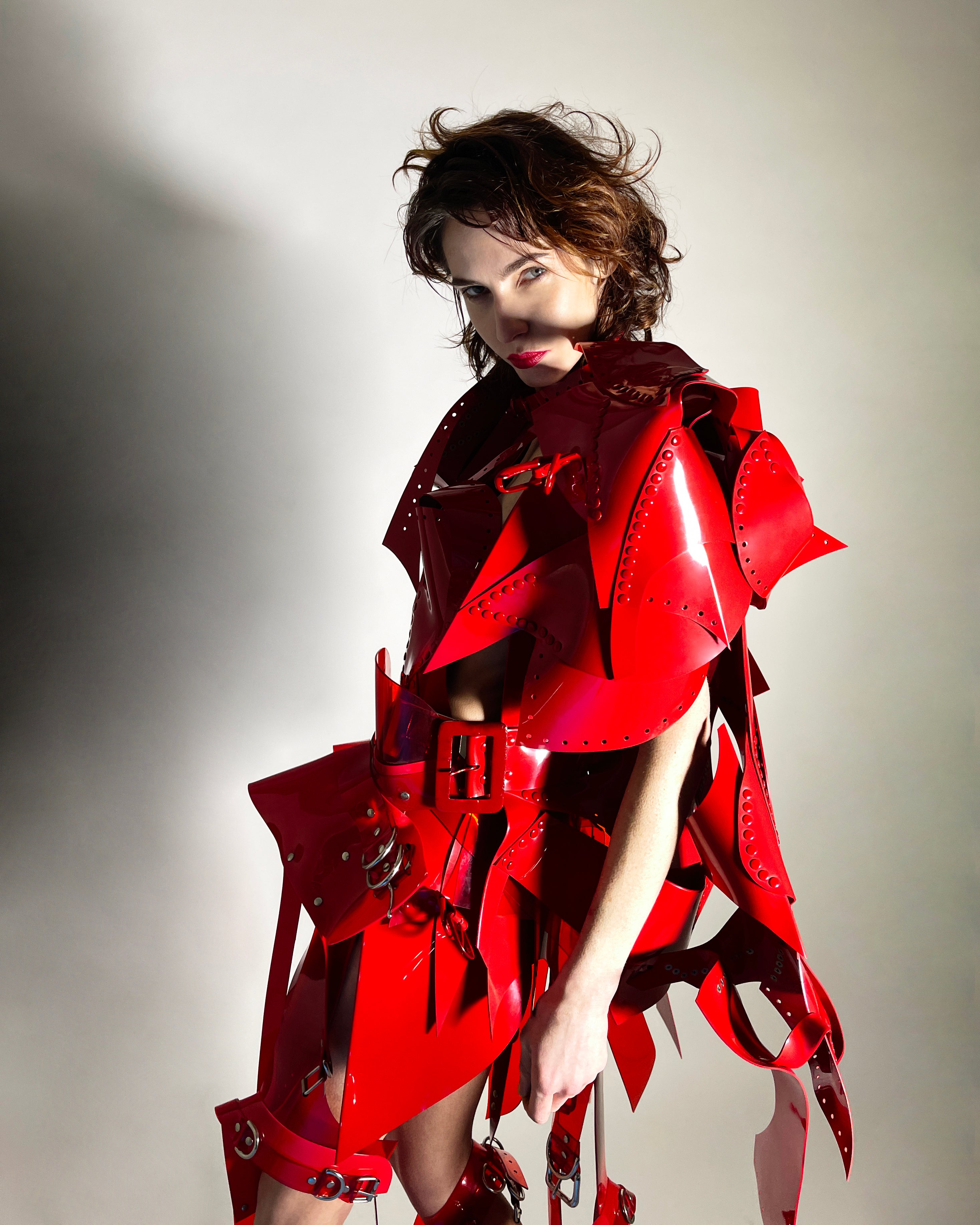 Jivomir Domoustchiev full body armour samurai woman cosplay future robot superhero love vegan sculpture design collectible art