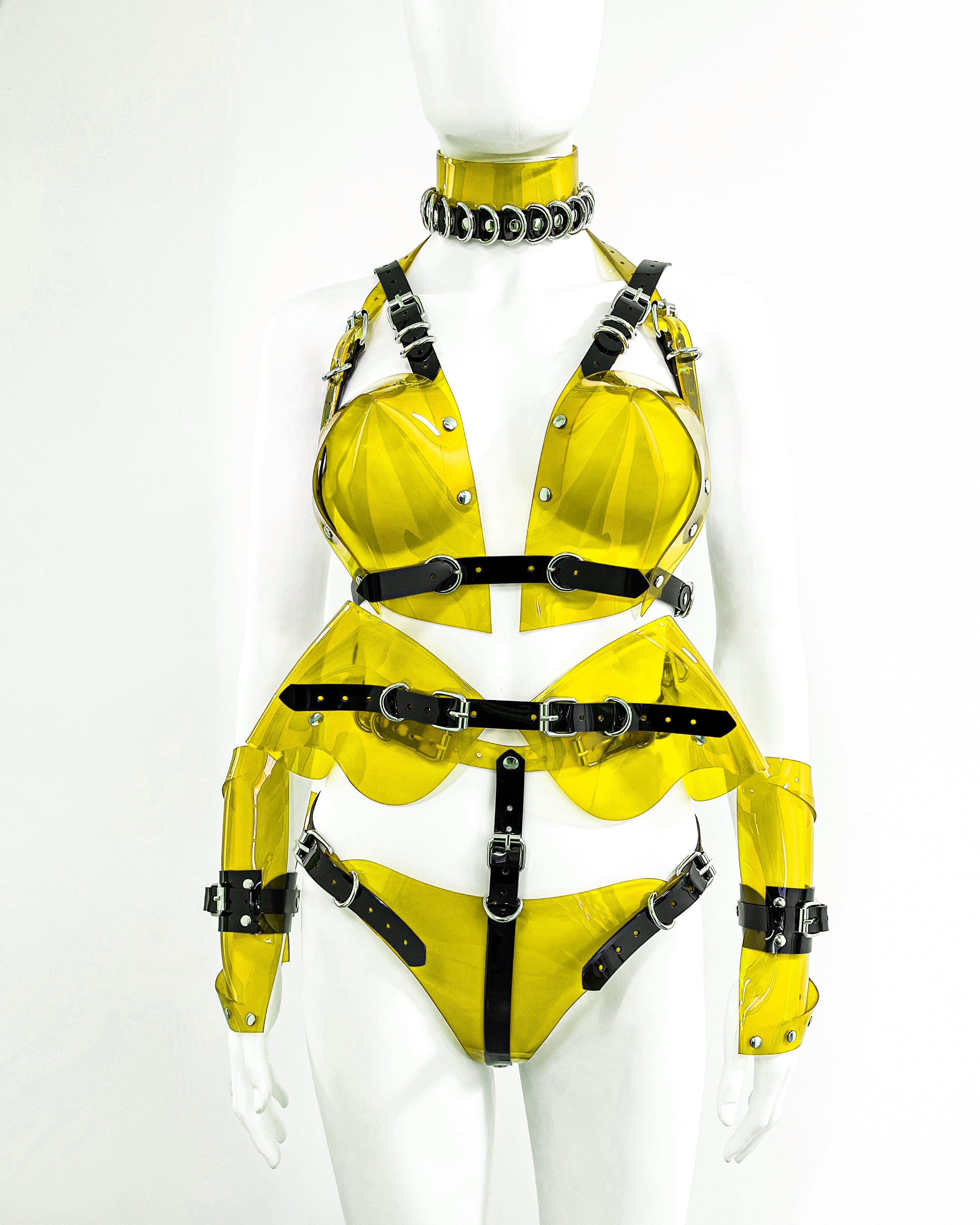 Jivomir Domoustchiev vegan vinyl pvc fashion wearable sculpture hand crafted to order only in East London Atelier independent luxury brand bras and panties knickers
