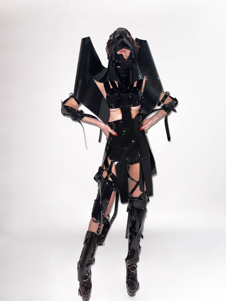 Black Onna Bugeisha by Jivomir Domoustchiev vegan fashion future love design robot kink fetsih superhero cosplay movie character robot 