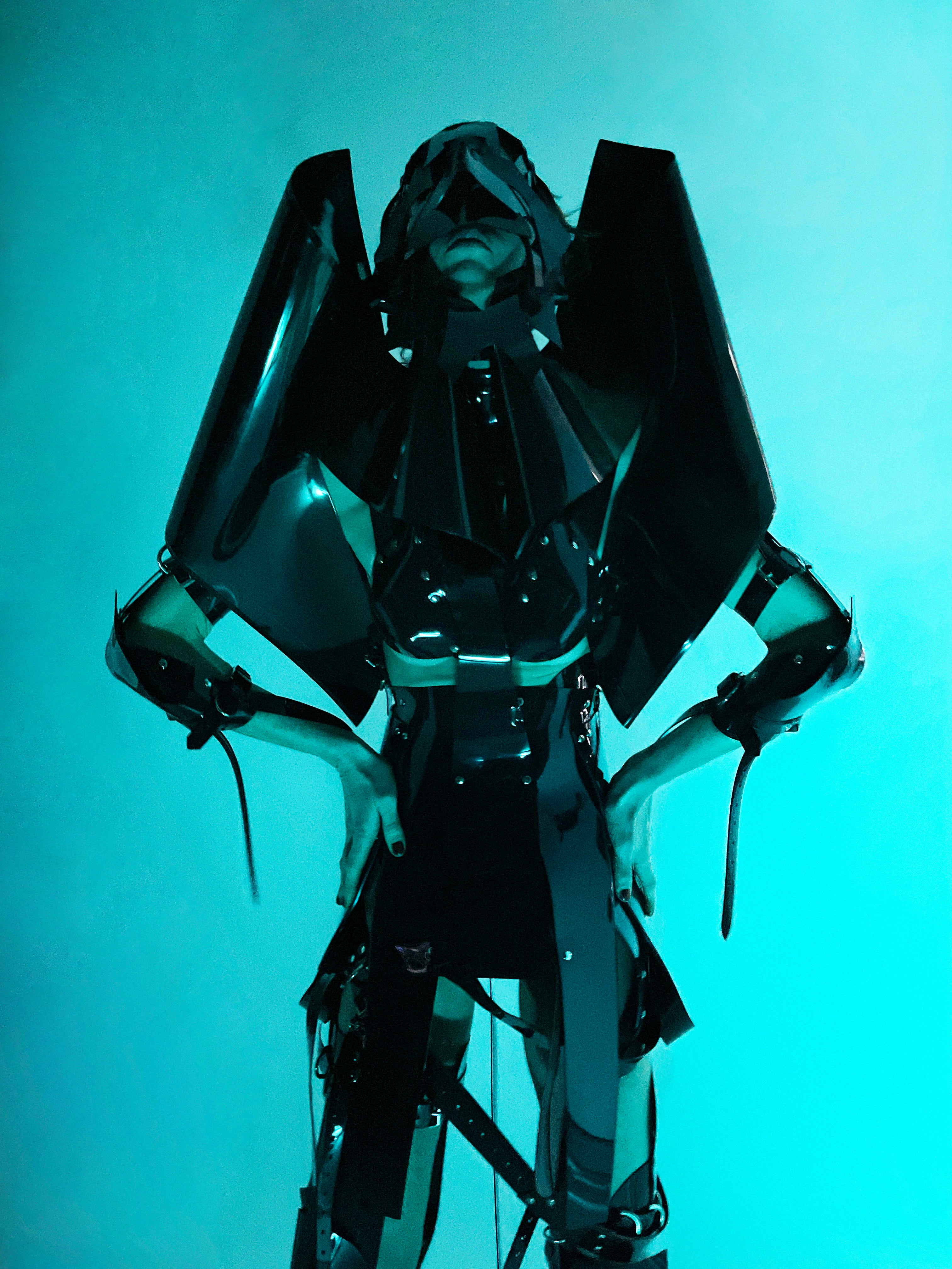 Black Onna Bugeisha by Jivomir Domoustchiev vegan fashion future love design robot kink fetsih superhero cosplay movie character robot