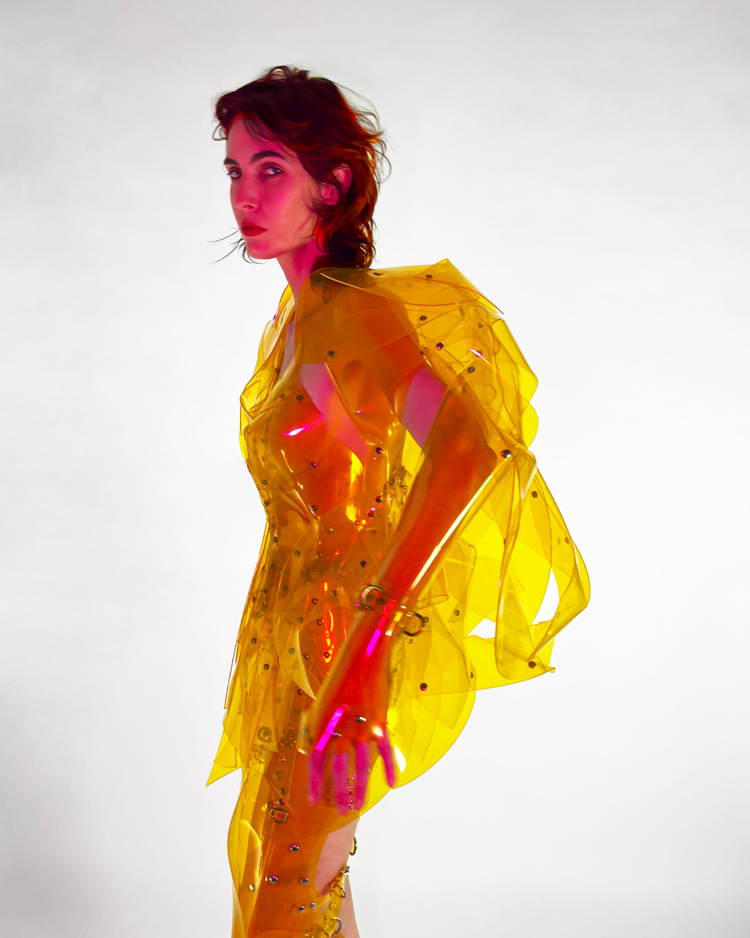 ONNA BUGEISHHA BY JIVOMIR DOMOUSTCHEV FEMALE SAMURAI FUTURE SCULKPTURE FASHON N VEGAN VINYL HAND CRAFTED TO ORDER IN LONDON VEGAN VINYL