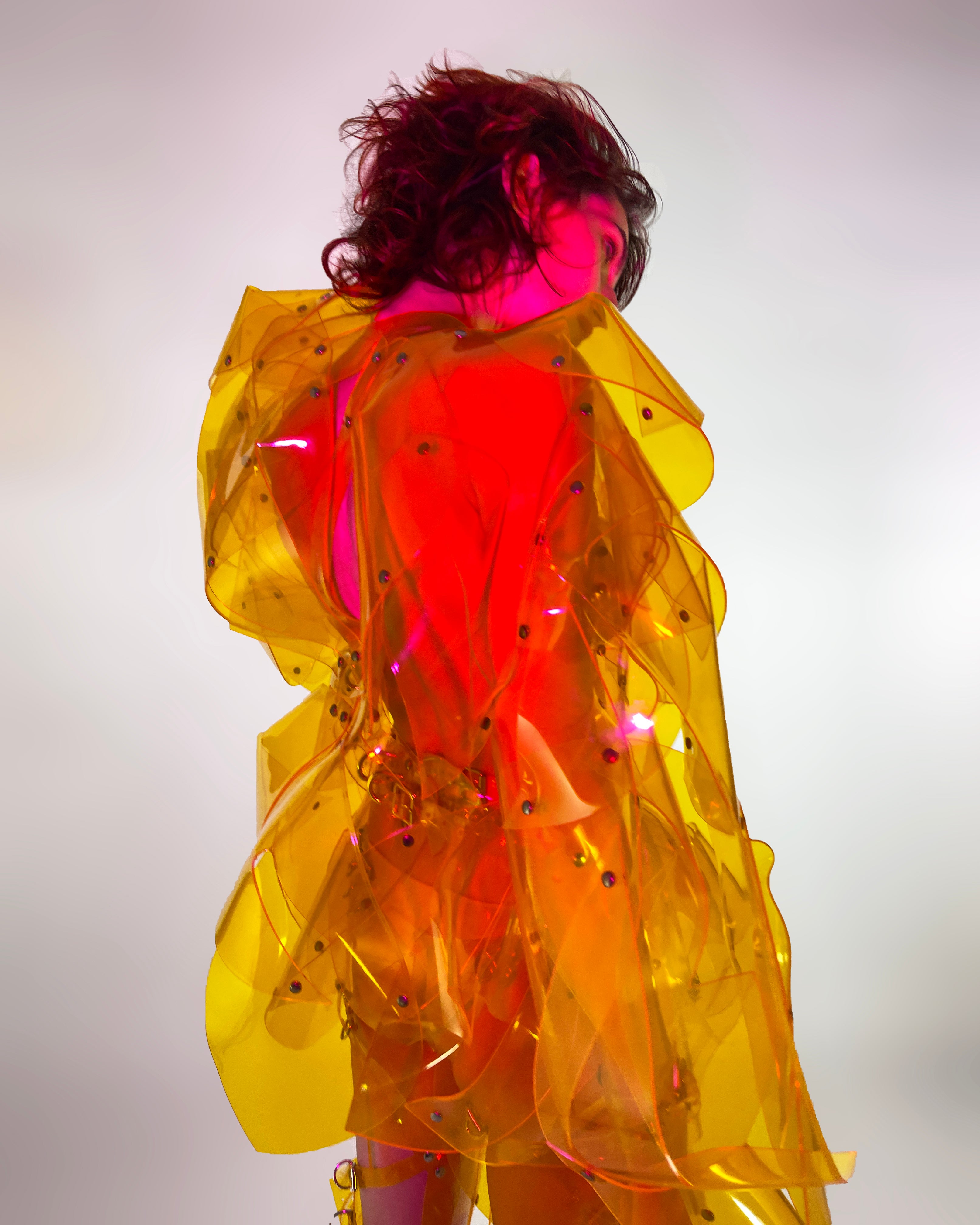 ONNA BUGEISHHA BY JIVOMIR DOMOUSTCHEV FEMALE SAMURAI FUTURE SCULKPTURE FASHON N VEGAN VINYL HAND CRAFTED TO ORDER IN LONDON VEGAN VINYL