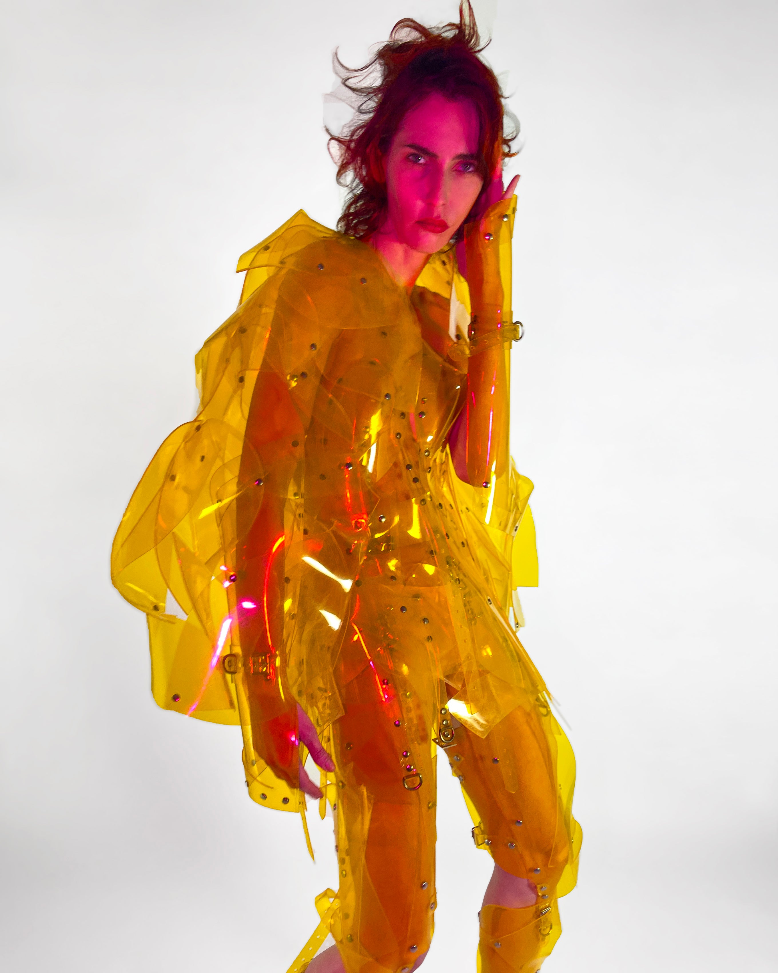 ONNA BUGEISHHA BY JIVOMIR DOMOUSTCHEV FEMALE SAMURAI FUTURE SCULKPTURE FASHON N VEGAN VINYL HAND CRAFTED TO ORDER IN LONDON VEGAN VINYL