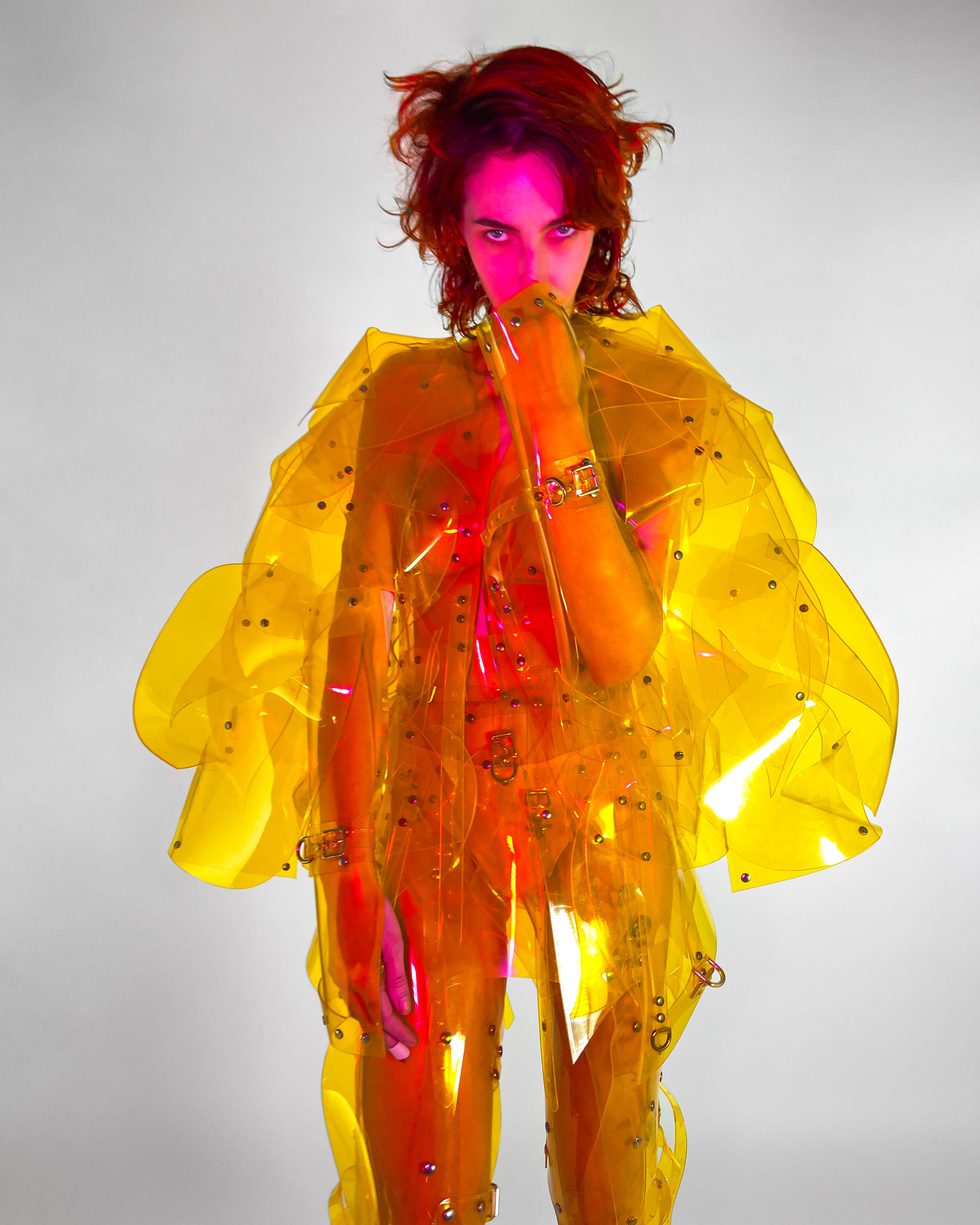 ONNA BUGEISHHA BY JIVOMIR DOMOUSTCHEV FEMALE SAMURAI FUTURE SCULKPTURE FASHON N VEGAN VINYL HAND CRAFTED TO ORDER IN LONDON VEGAN VINYL