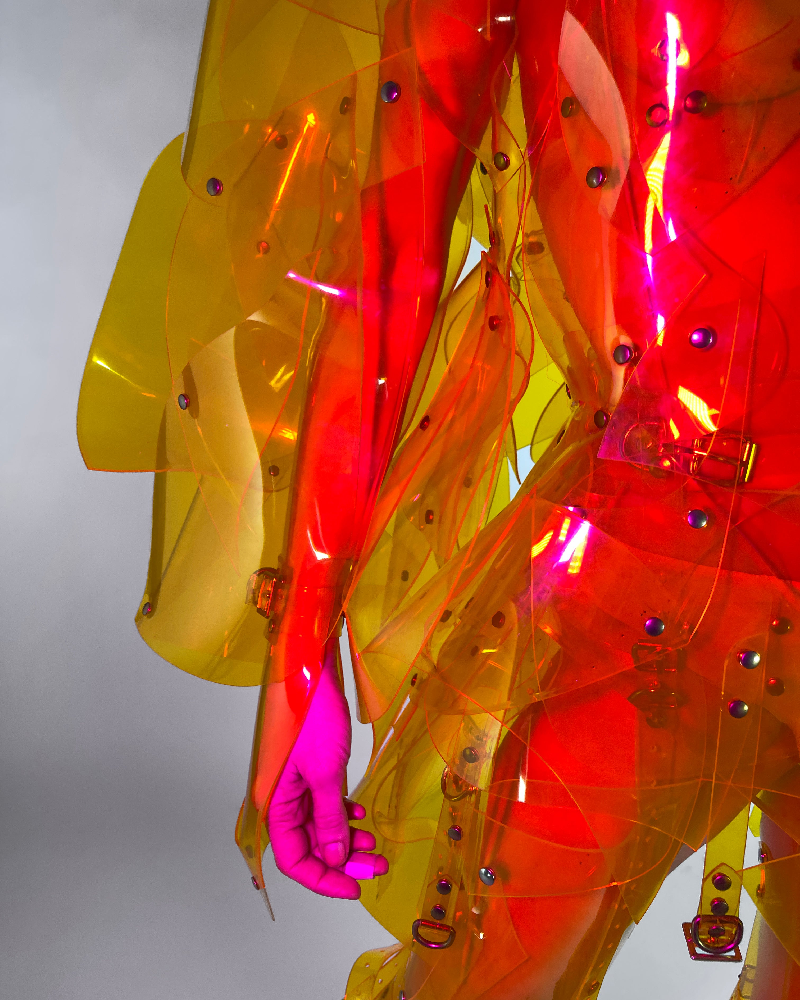 ONNA BUGEISHHA BY JIVOMIR DOMOUSTCHEV FEMALE SAMURAI FUTURE SCULKPTURE FASHON N VEGAN VINYL HAND CRAFTED TO ORDER IN LONDON VEGAN VINYL