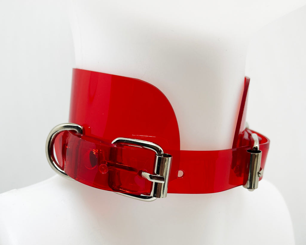 Jivomir Domoustchiev vegan vinyl pvc fashion wearable sculpture hand crafted to order only in East London Atelier independent luxury brand collar choker