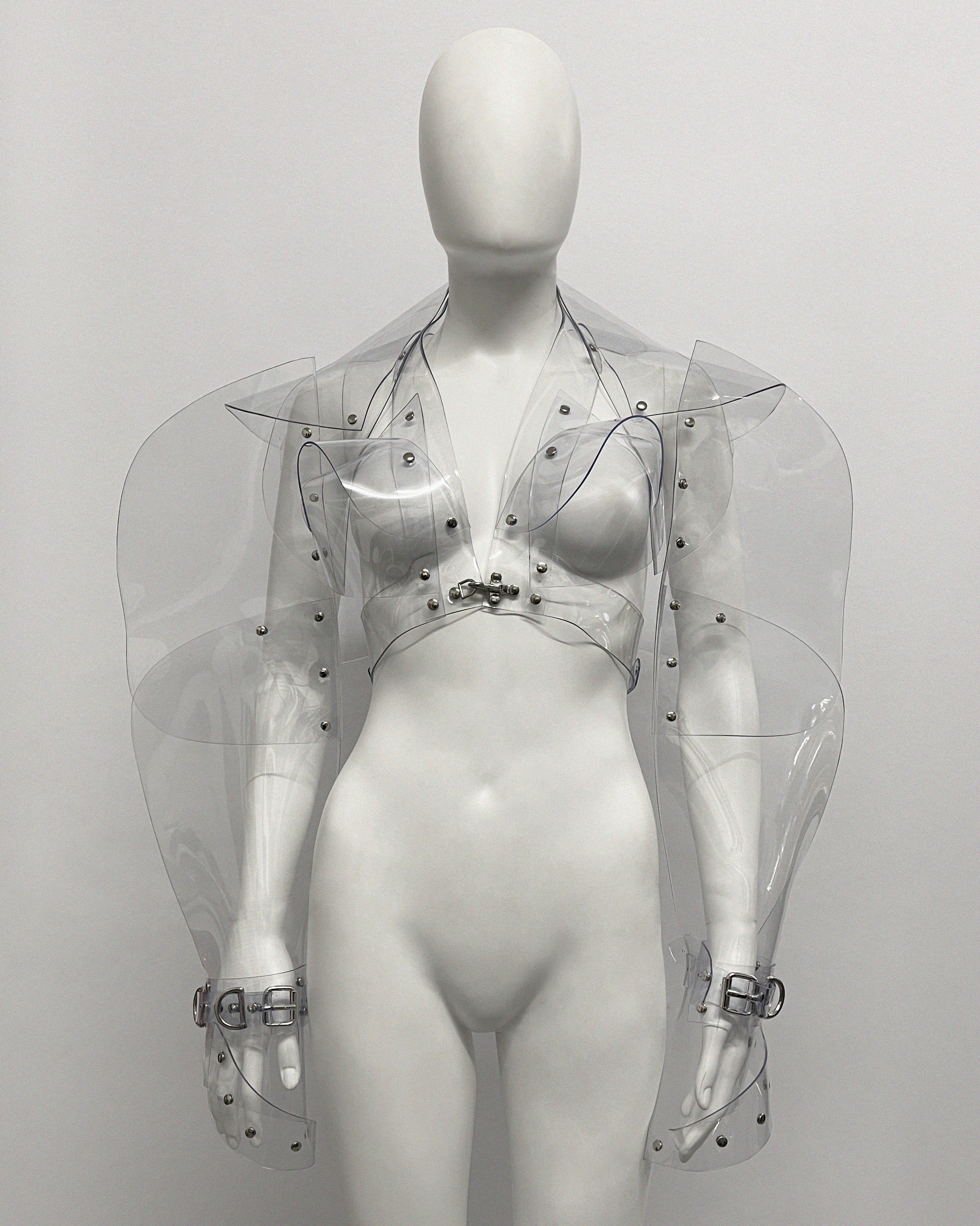 Jivomir Domoustchiev vegan vinyl sculpture jacket transparent fashion future fetish kink couture robot love design luxury vogue