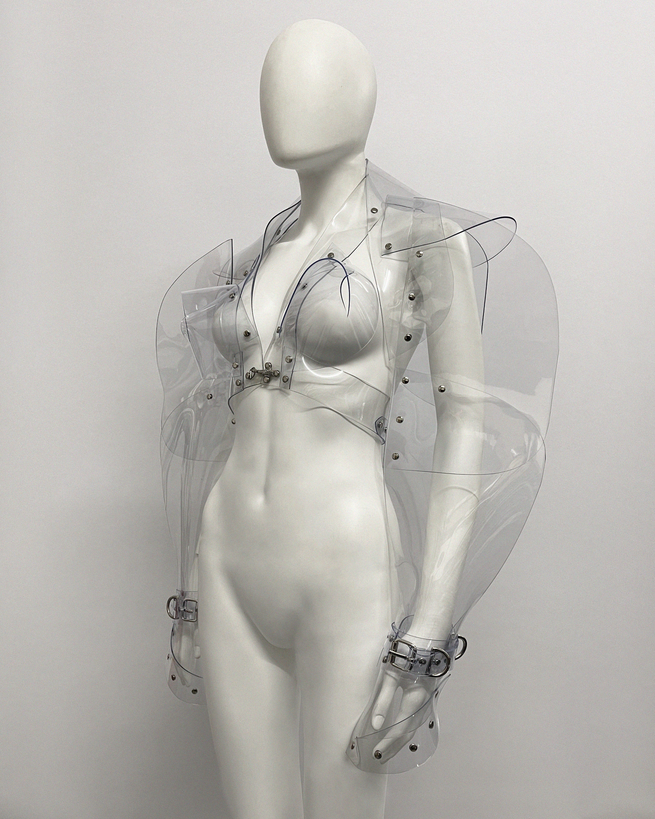Jivomir Domoustchiev vegan vinyl sculpture jacket transparent fashion future fetish kink couture robot love design luxury vogue