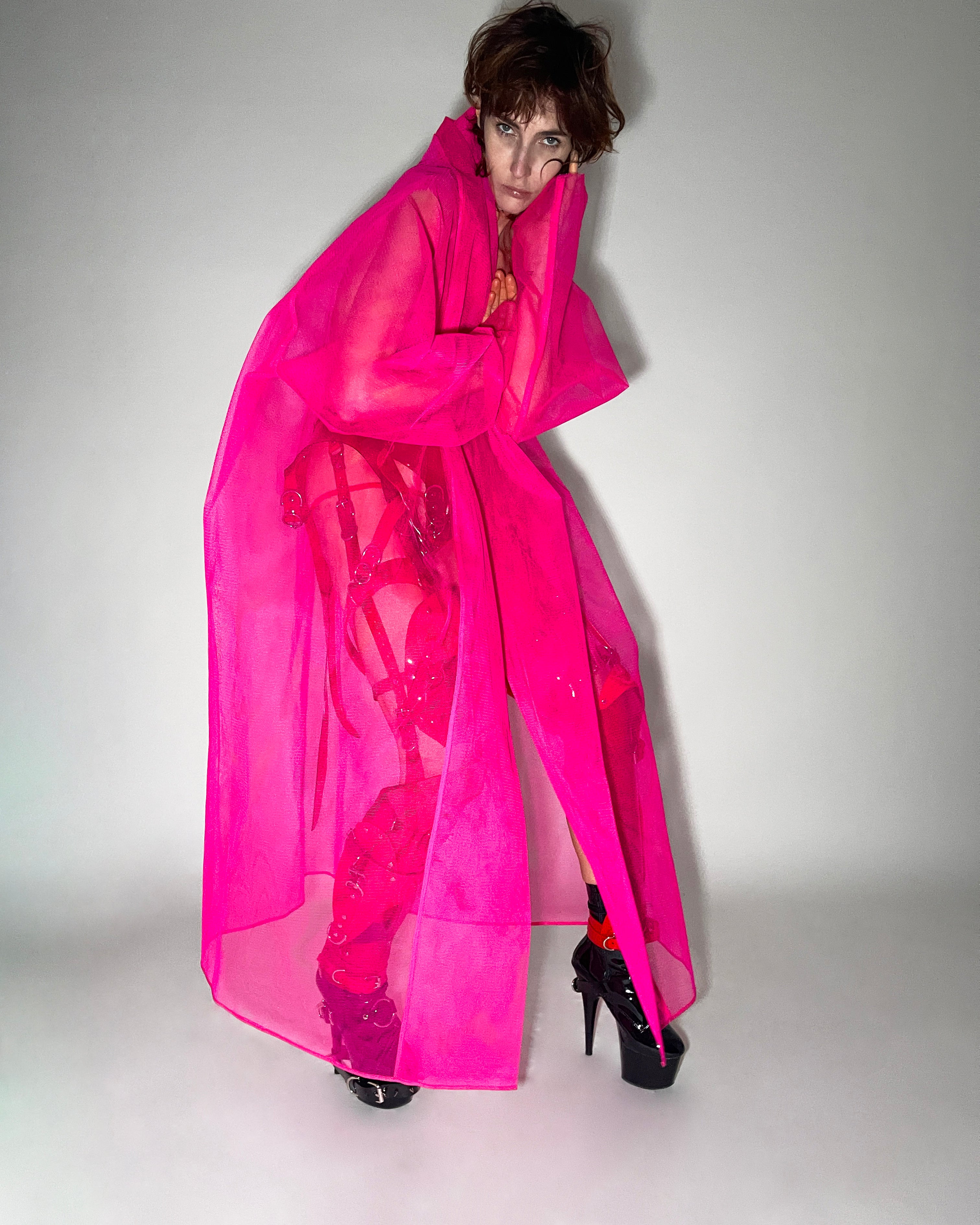 Jivomir Domoustchiev Oversized Stiffened Net Coat hand crafted in East London atelier
