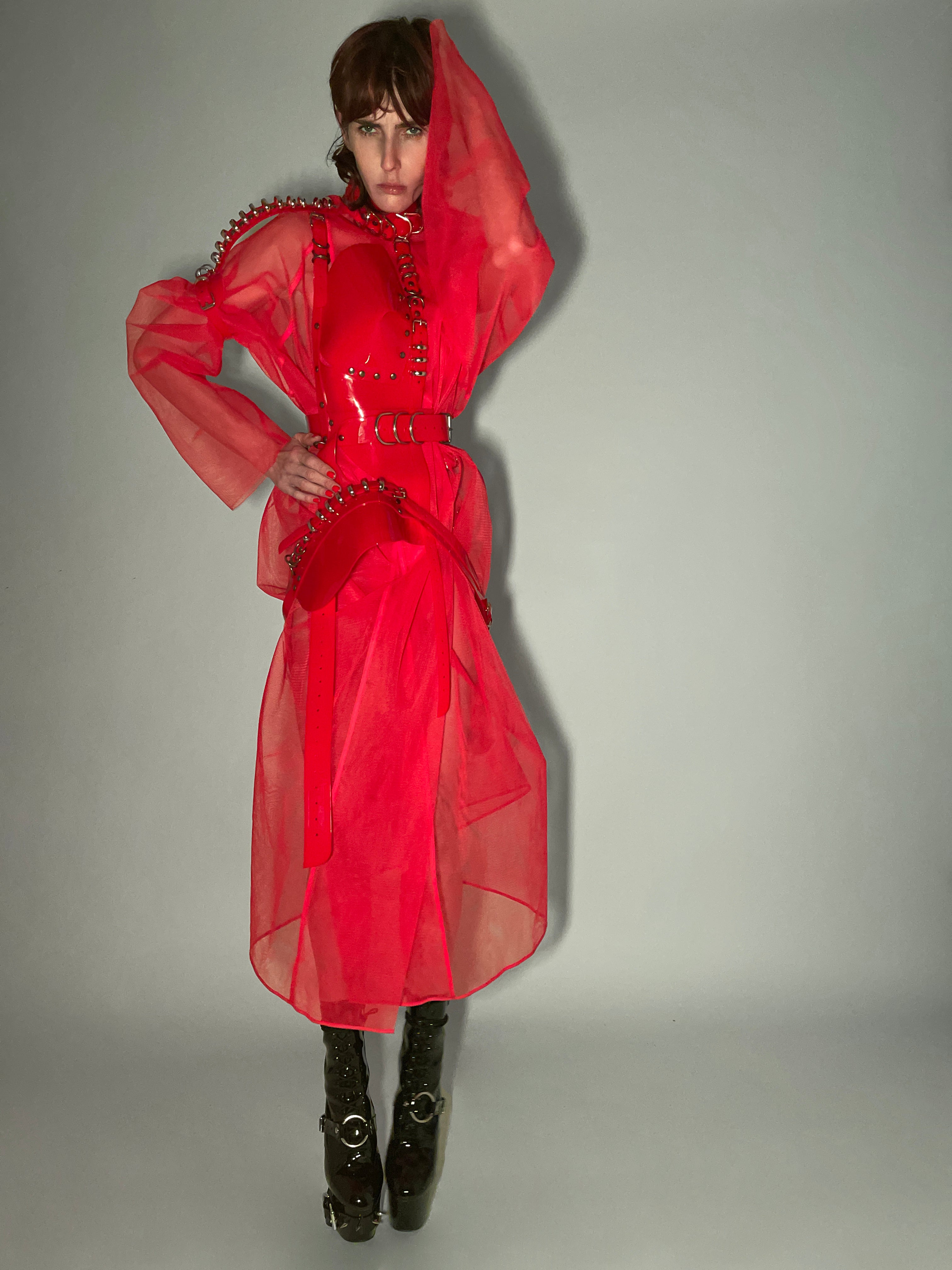 Jivomir Domoustchiev Oversized Stiffened Net Coat hand crafted in East London atelier