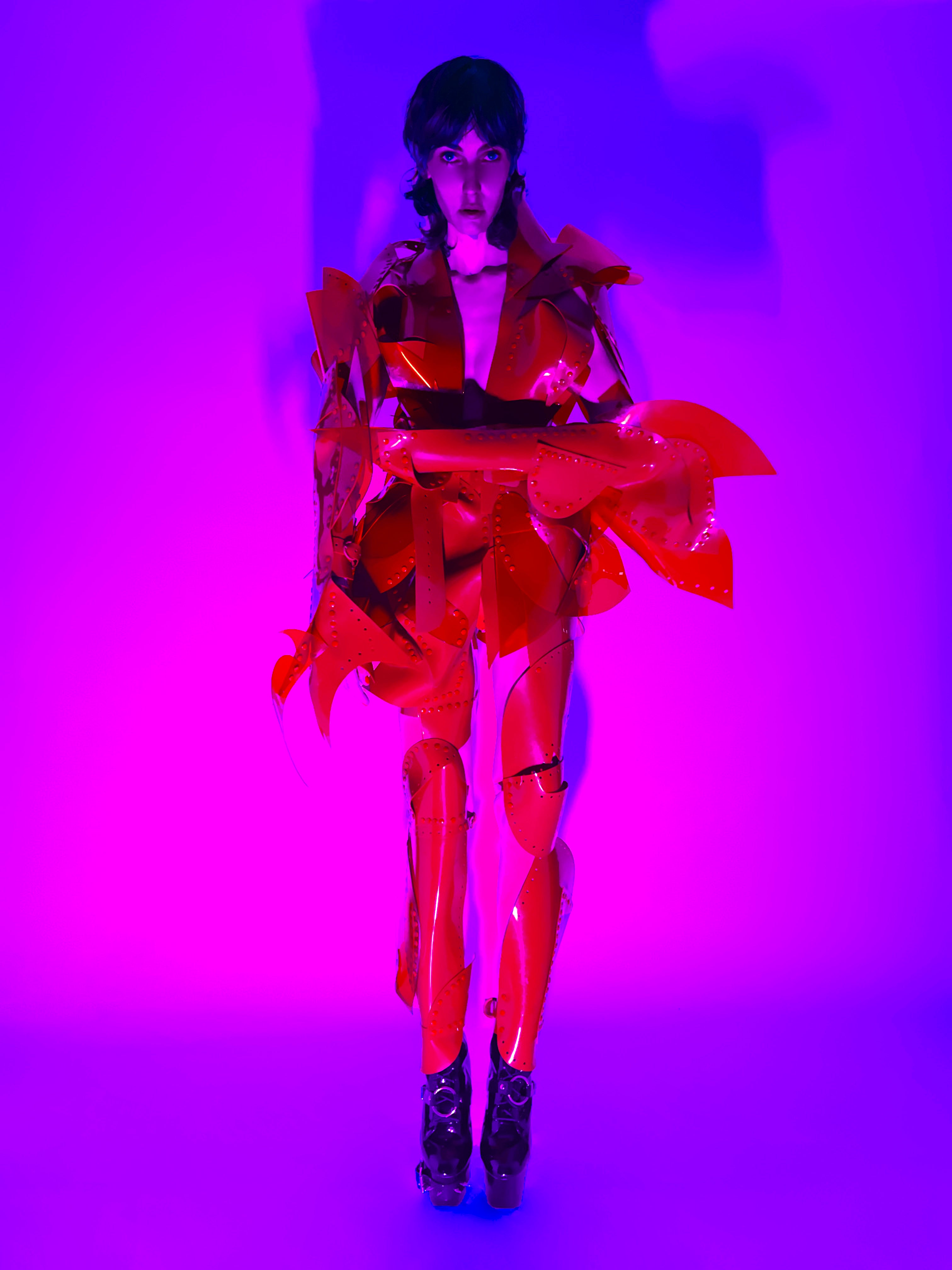 Blood Red Onna Bugeisha by Jivomir Domoustchiev vegan future fashion kink fetish superhero cosplay samurai love robot future modernity