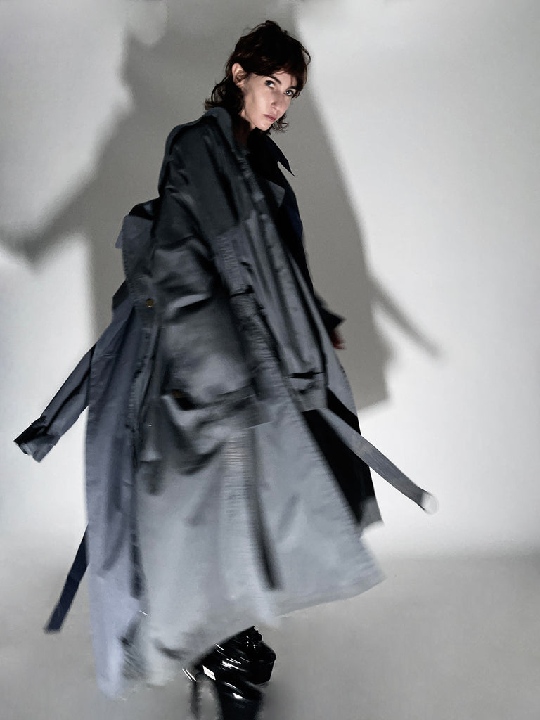 Triple Trench cotton Reimagined trench coat Hand crafted to order Jivomir Domoustchiev ultimate must have trench coat