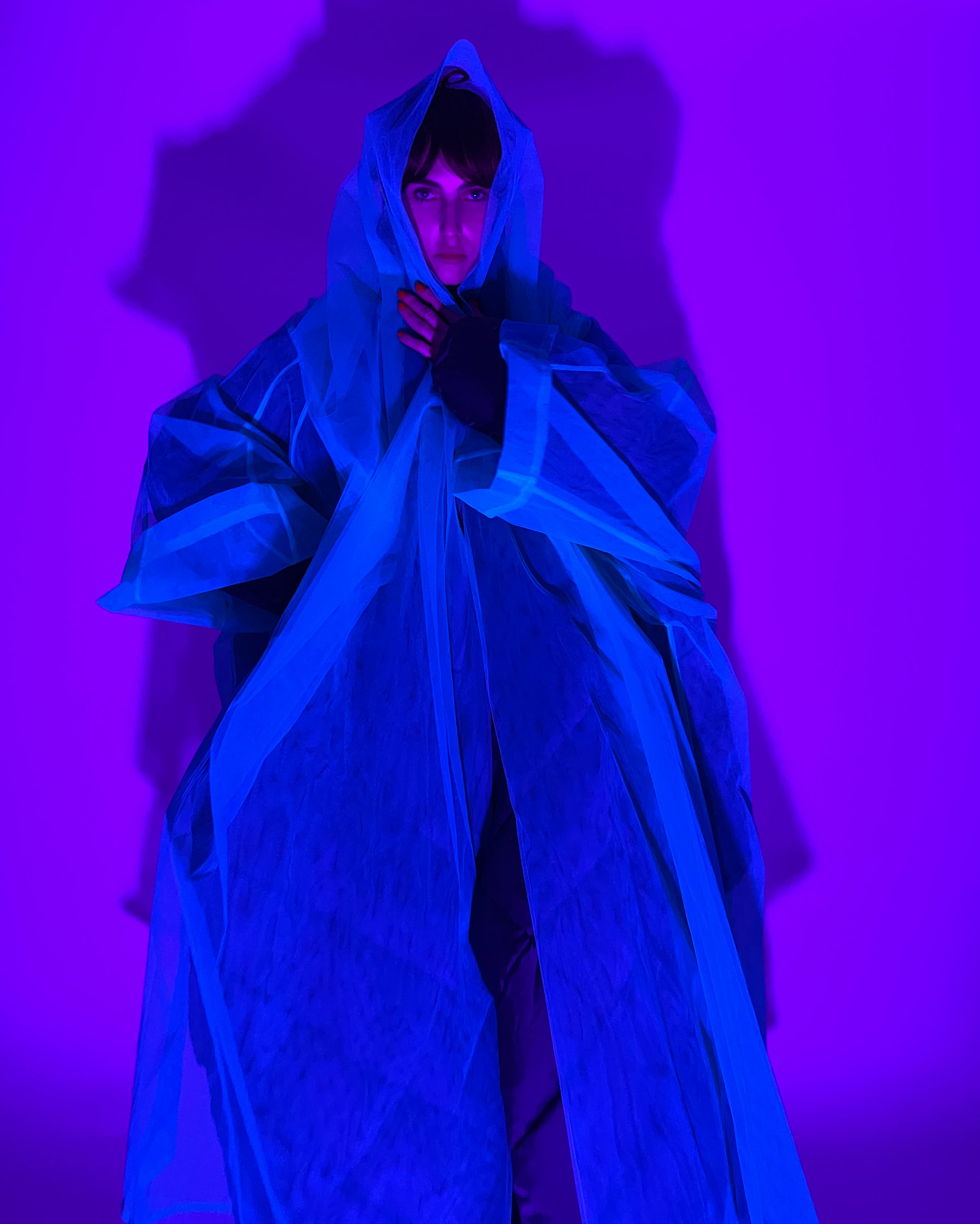 Jivomir Domoustchiev net mesh opera oversized coat