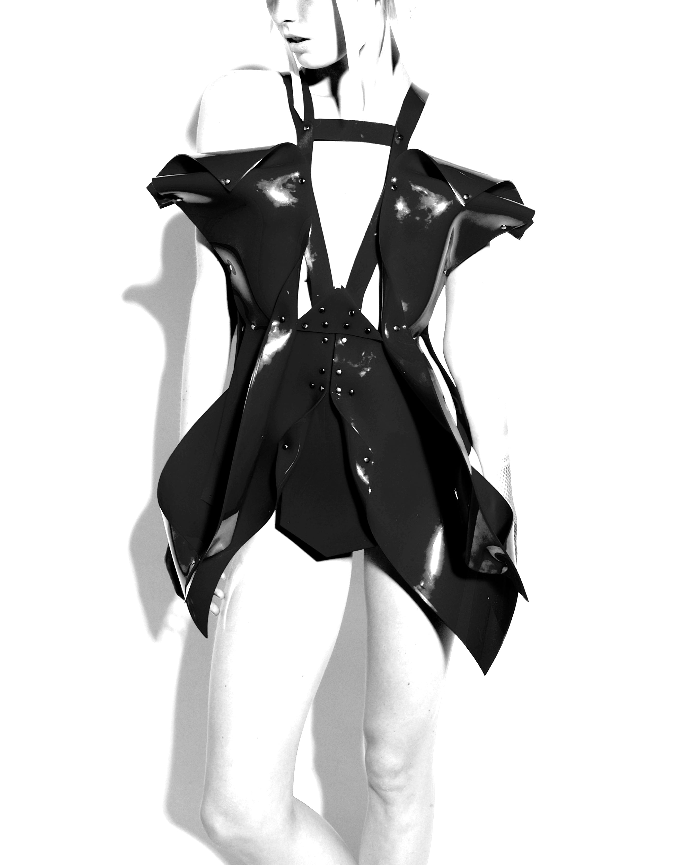 Nicki minaj No Frauds Video Red sculpture dress By Jivomir Domoustchiev featuring Drake custom designer celebrity cosplay kink vinyl vegan dress Queen Nicki robot future lux money love luxury designer