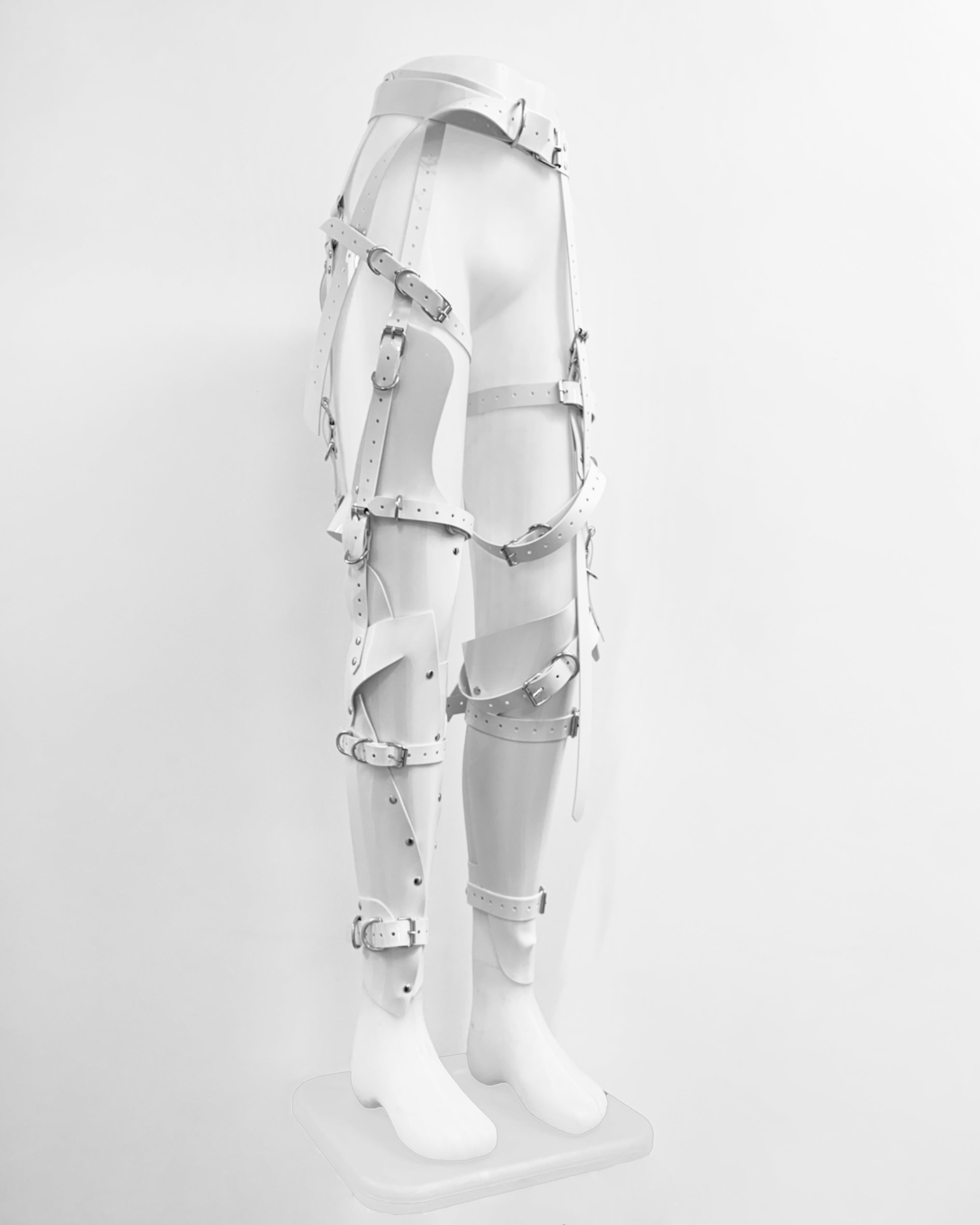 Jivomir Domoustchiev Full Robot Leg Harness in vegan vinyl pure robot style future Dixie D'Amelo perfect styling to create full  look worn as belt or full look
