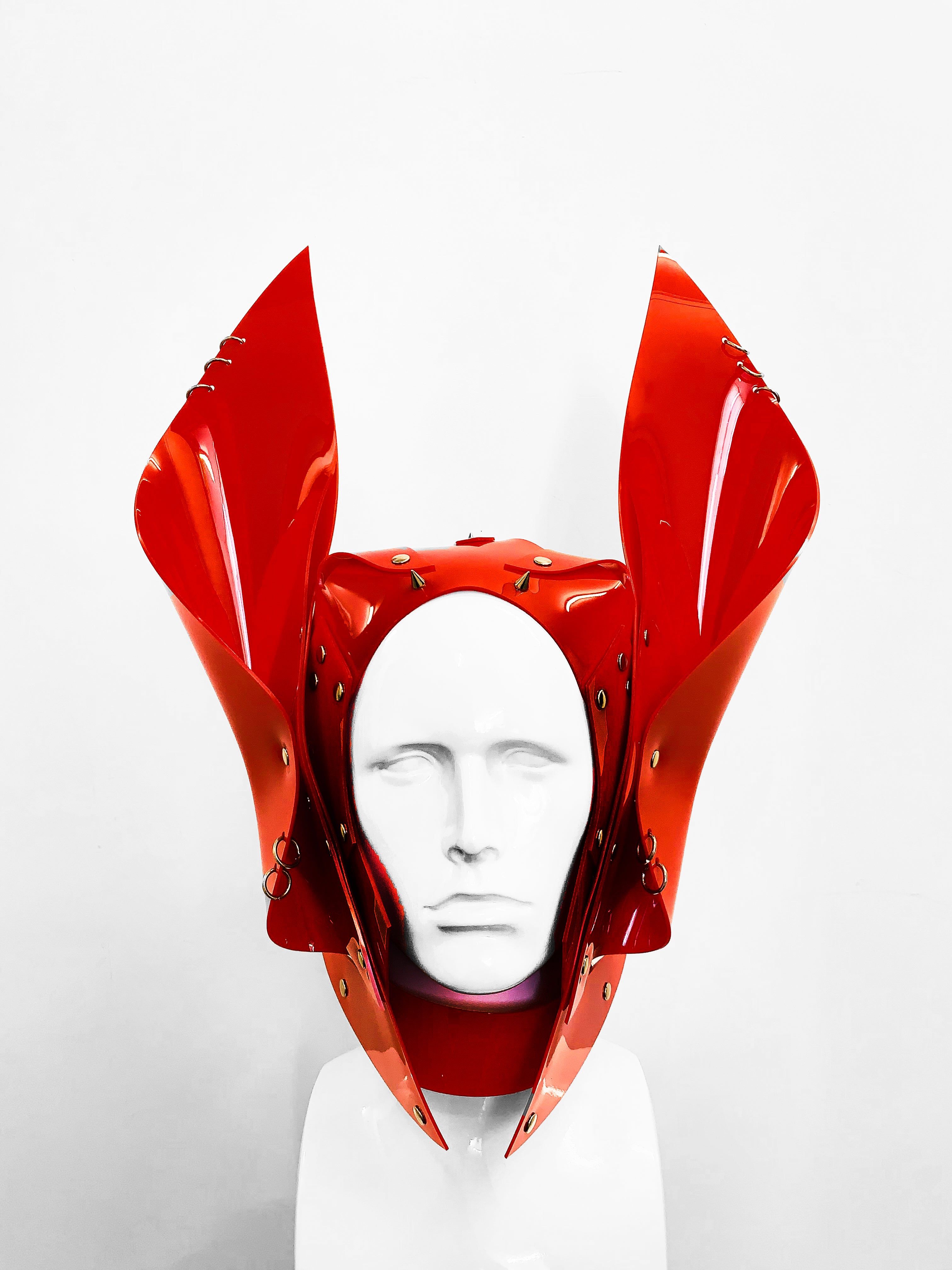 Vegan vinyl spirit animal studded kink role-play anime headpiece mask carnival rabbit cat eagle wolf dog ring Jivomir Domoustchiev